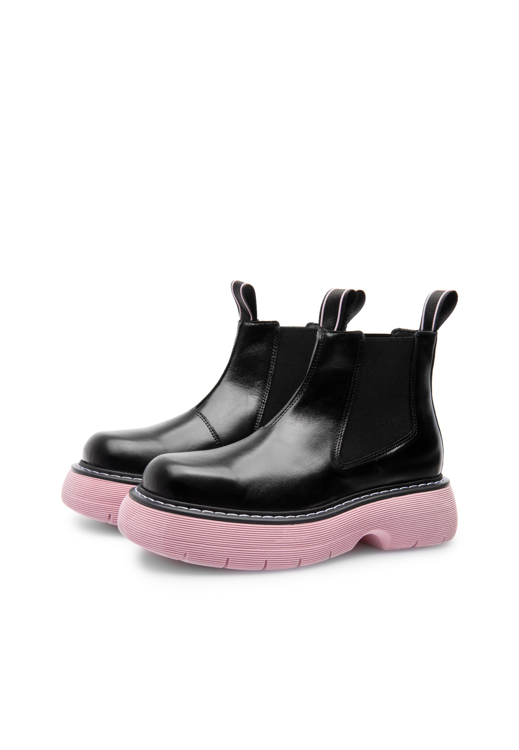 Ella Black Pink Leather Chelsea Boots LAST1529 - 2