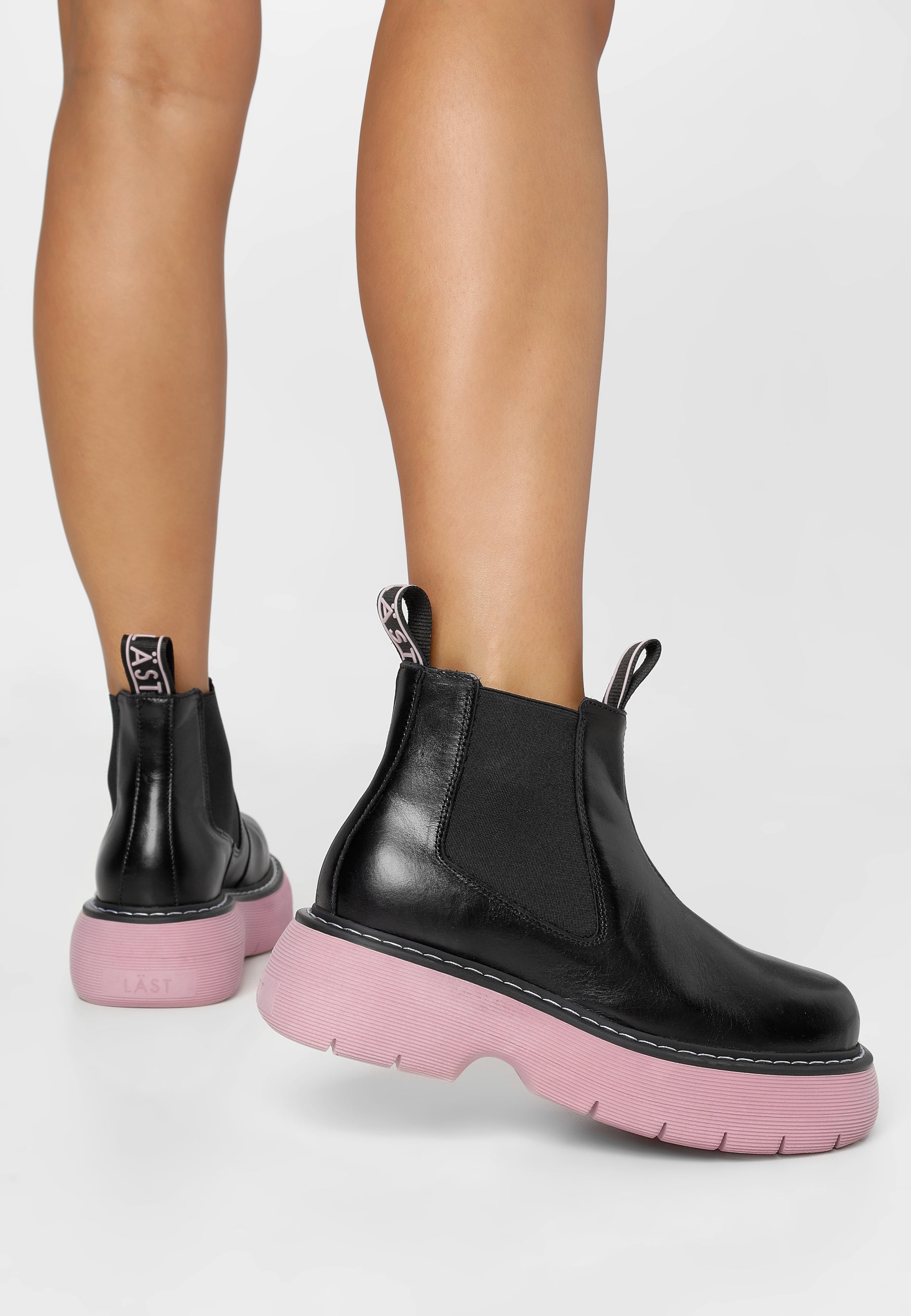 Ella Black Pink Leather Chelsea Boots LAST1529 - 7