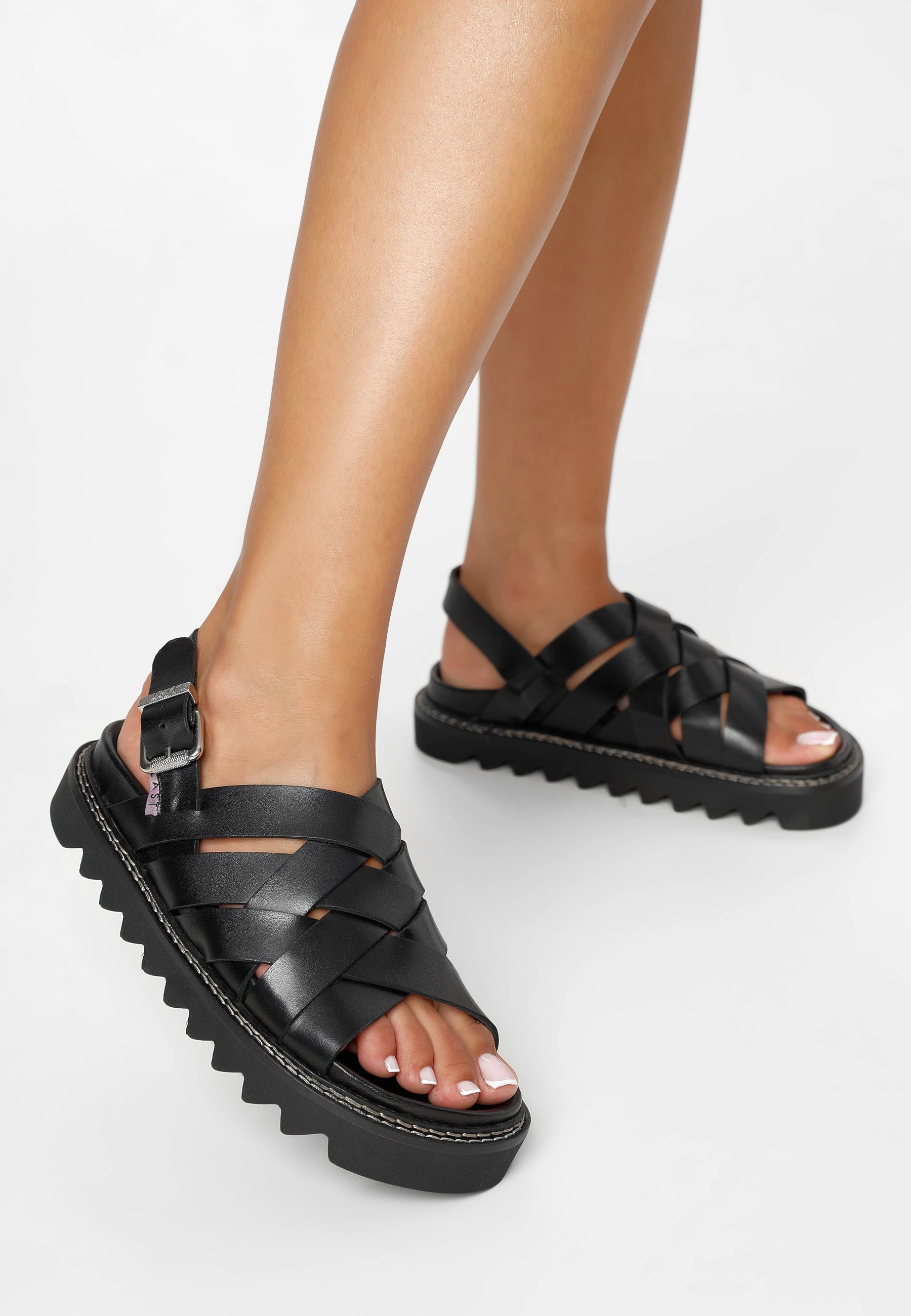 Maggie Black Leather Chunky Sandals LAST1553 - 11