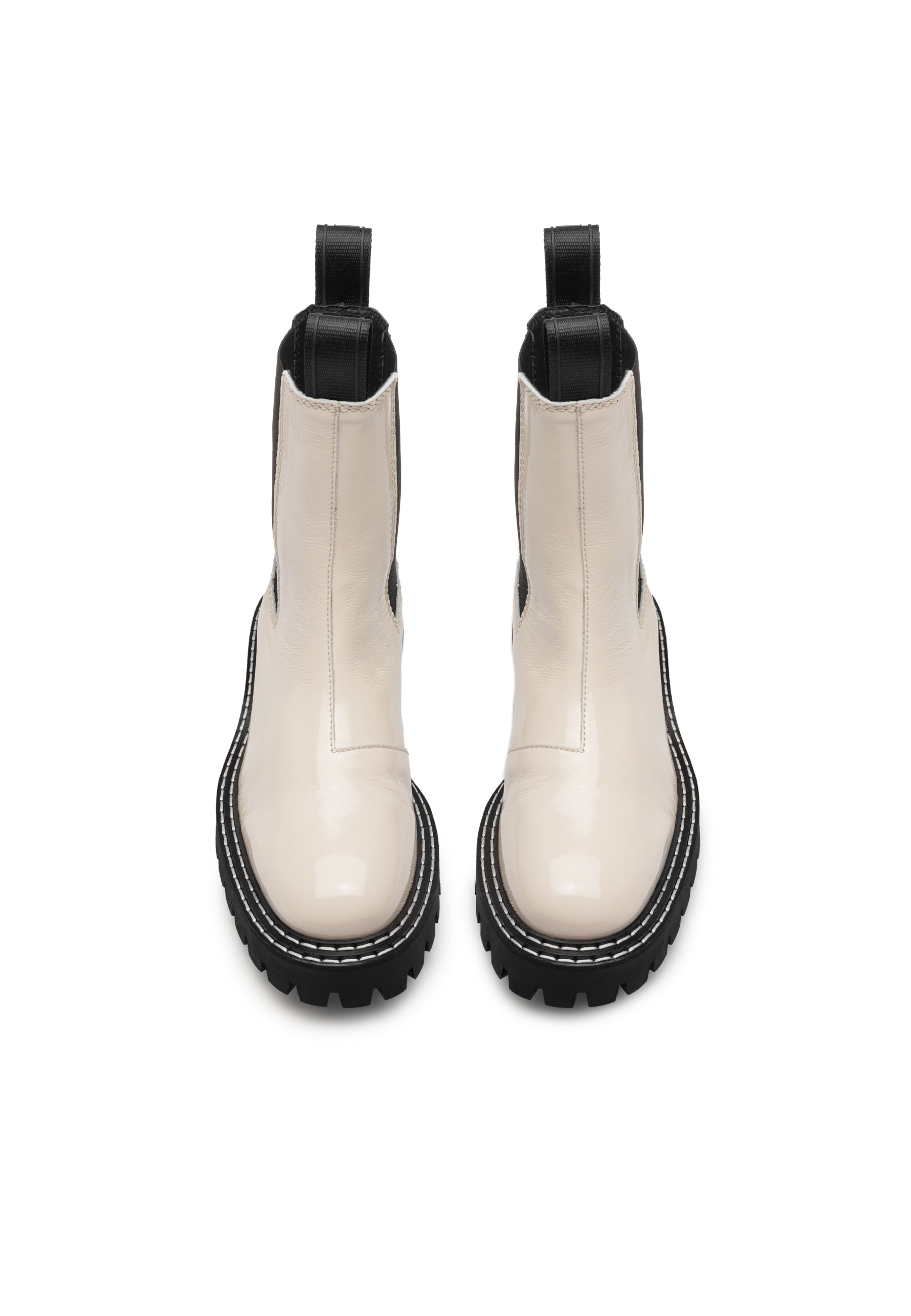 Daze Off White Patent Leather Chelsea Boots LAST1678 - 3