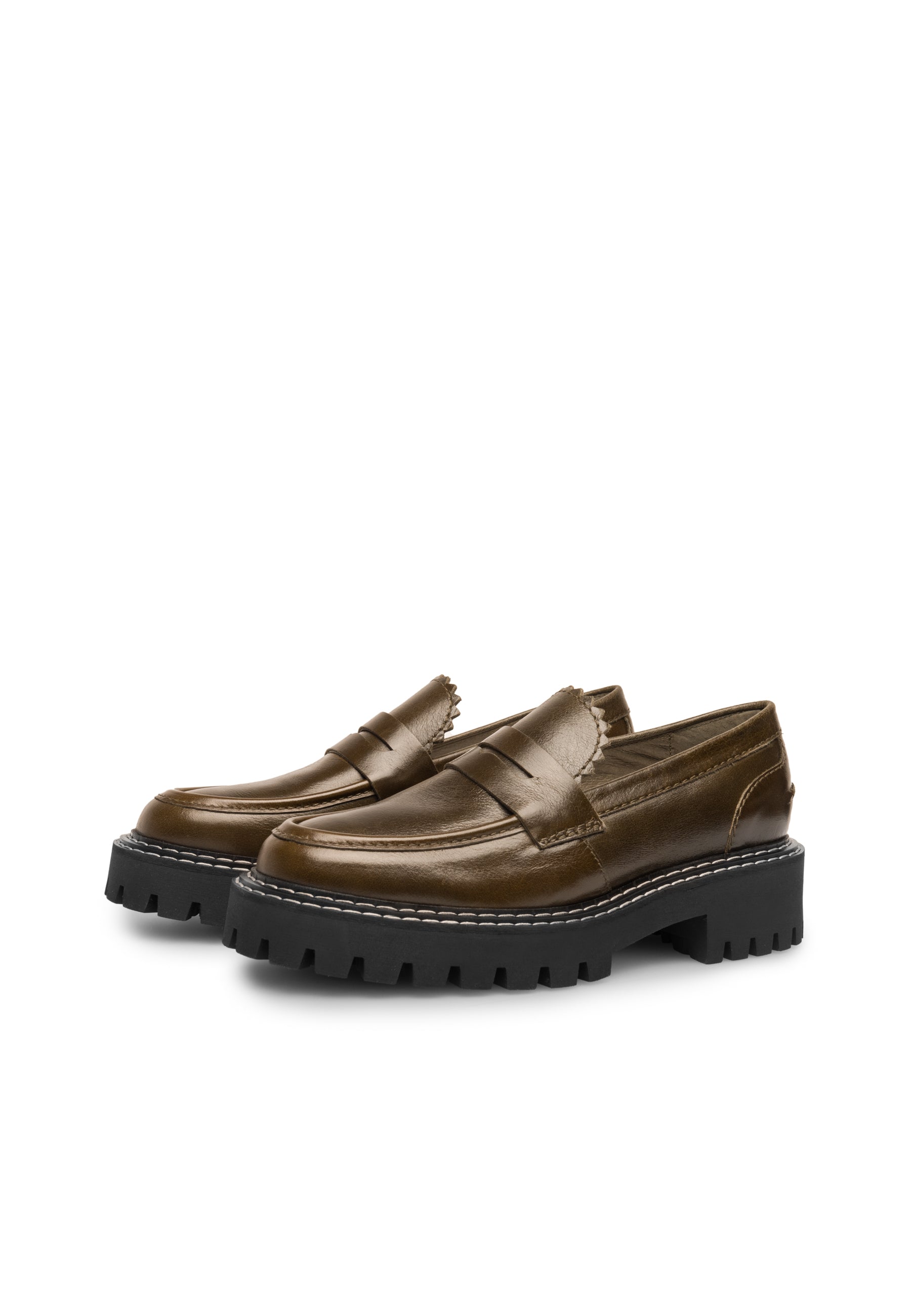 Matter Olive Leather Loafers LAST1682 - 3