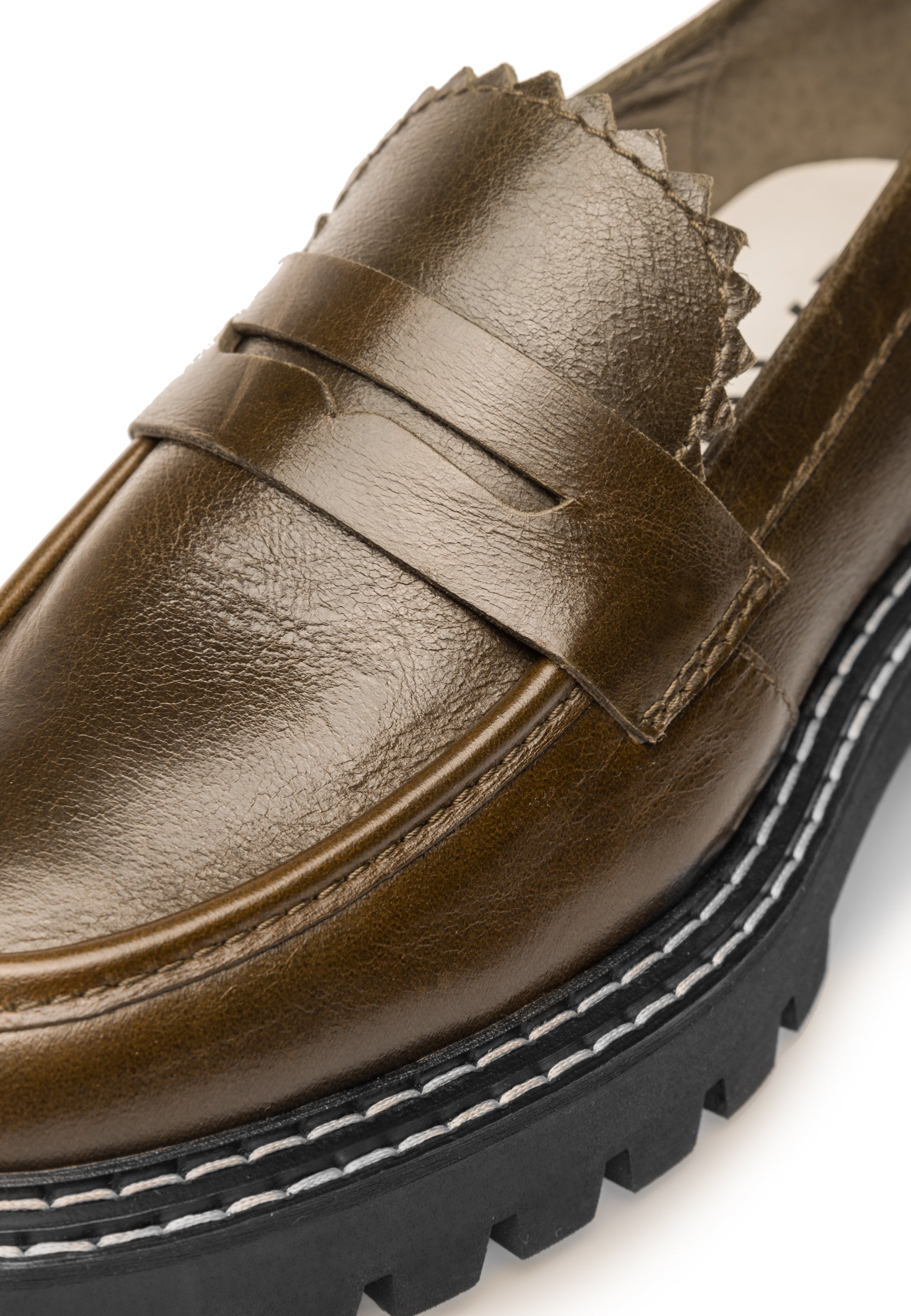 Matter Olive Leather Loafers LAST1682 - 5