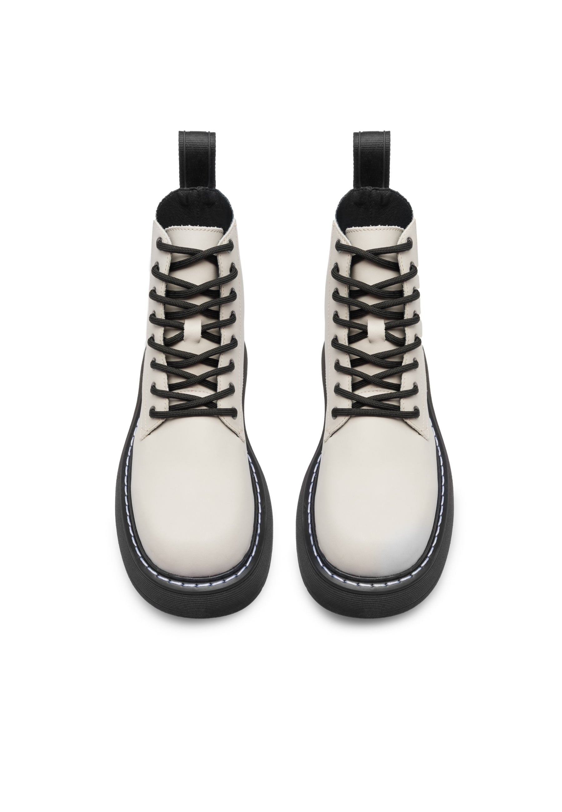 Last Jane Off White Leather Combat Boots 37