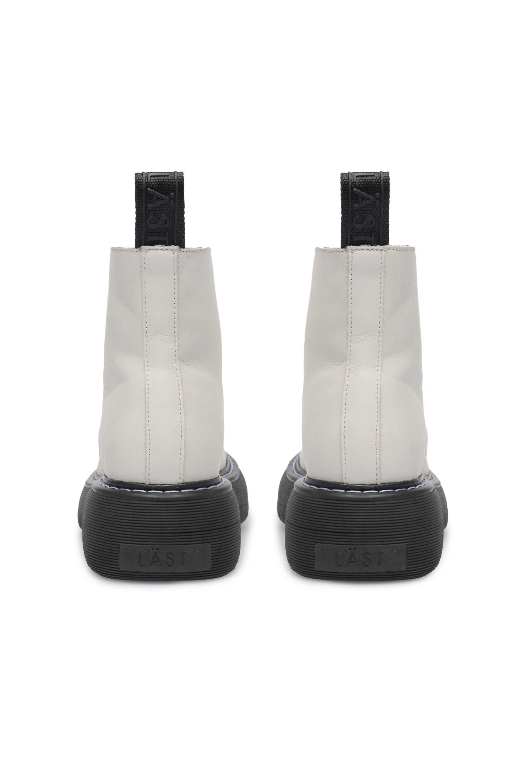 Jane Off White Leather Combat Boots LAST1688 -5