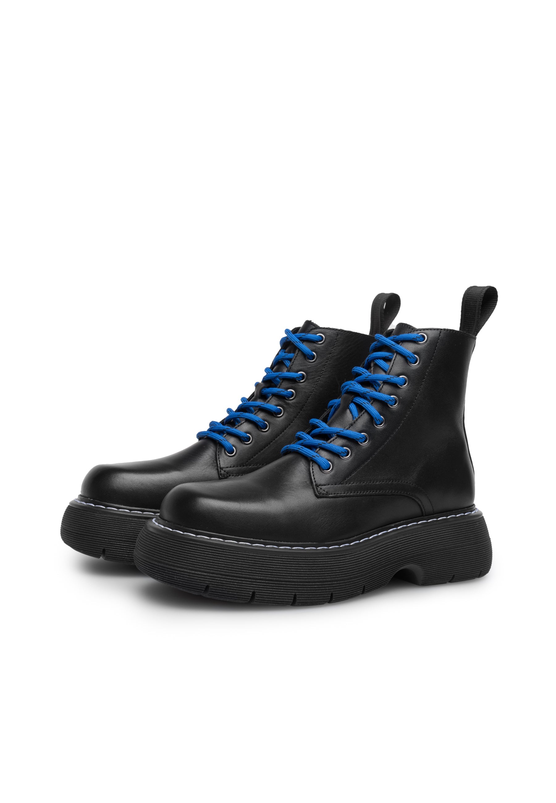 Jane All Black Leather Combat Boots LAST1709 - 3