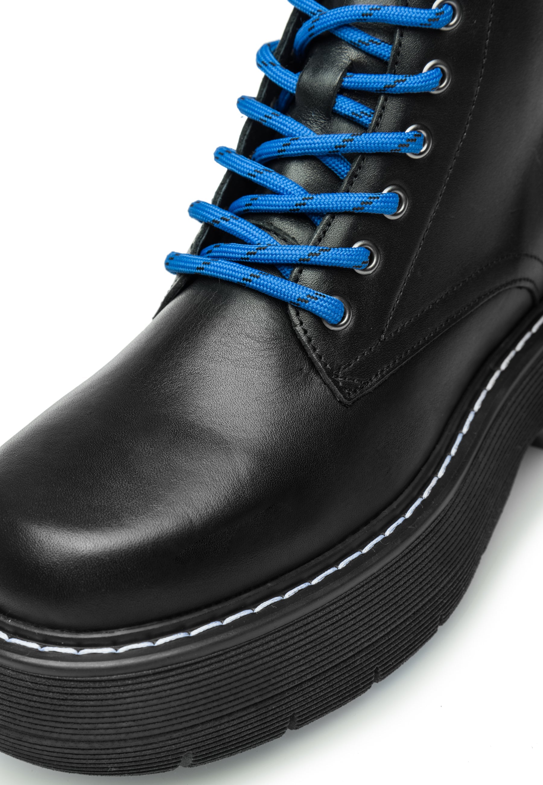 Jane All Black Leather Combat Boots LAST1709 - 5