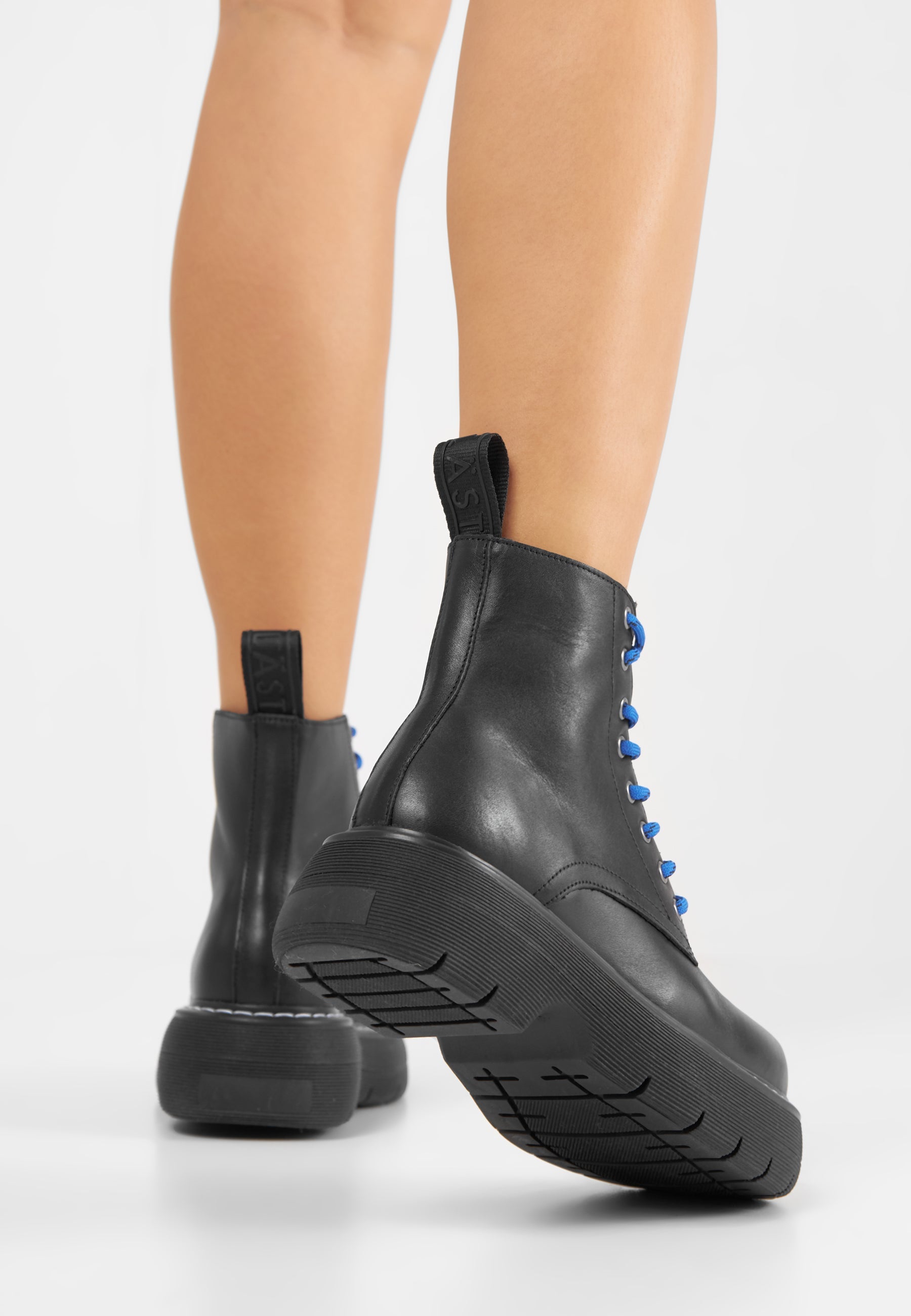 Jane All Black Leather Combat Boots LAST1709 - 7