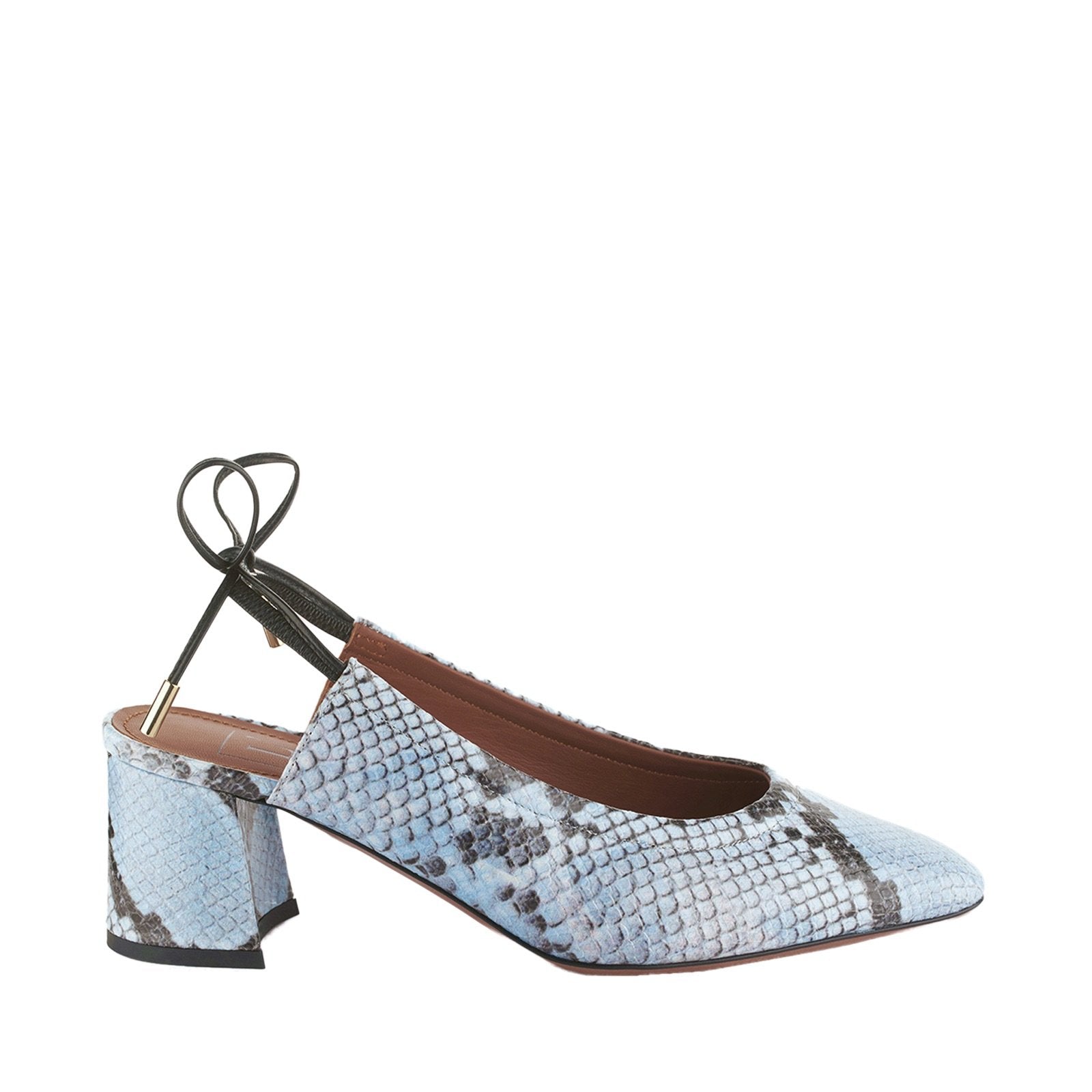 Slingback Shoes In Light Blue Python Print Leather Heels LDL037.60CP29117093 - 1