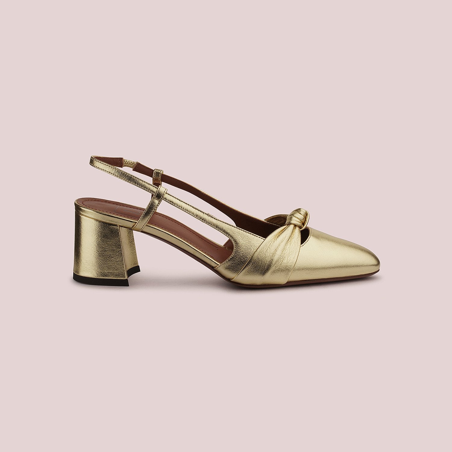 Gold Leather Slingback Shoes Heels LDL039.60CP29145003 - 4