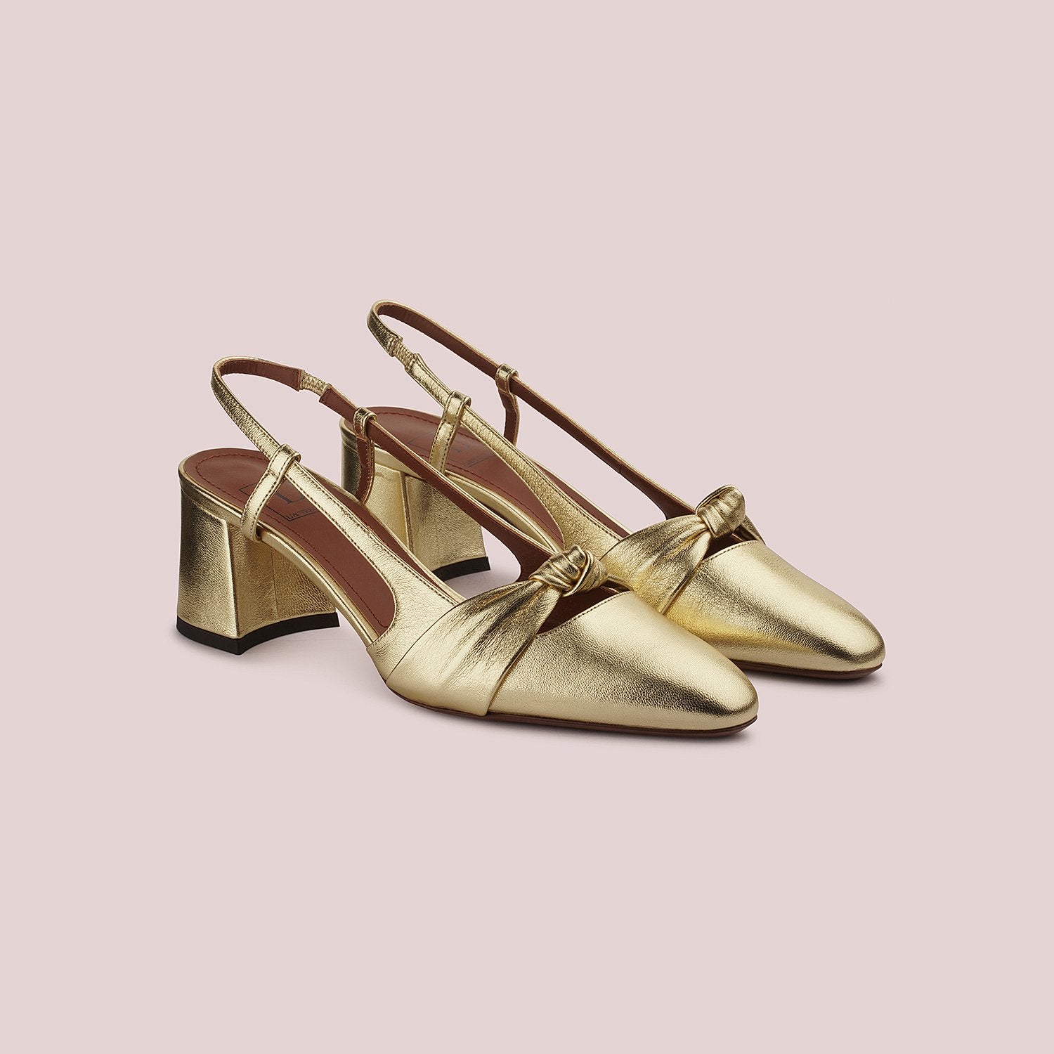Gold Leather Slingback Shoes Heels LDL039.60CP29145003 - 2