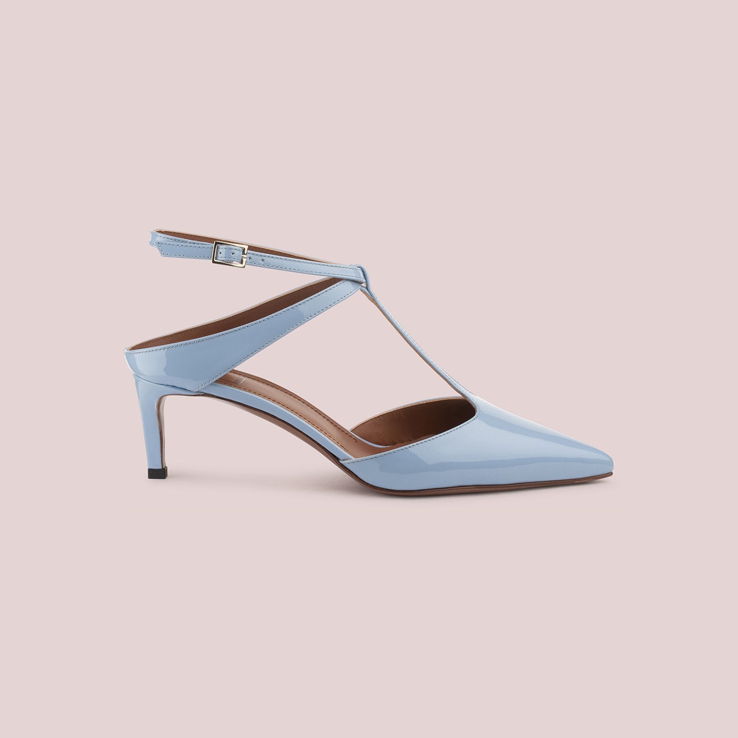 T-Bar Court Shoes In Sky Blue Patent Leather Heels LDL052.55CP00417093 - 5