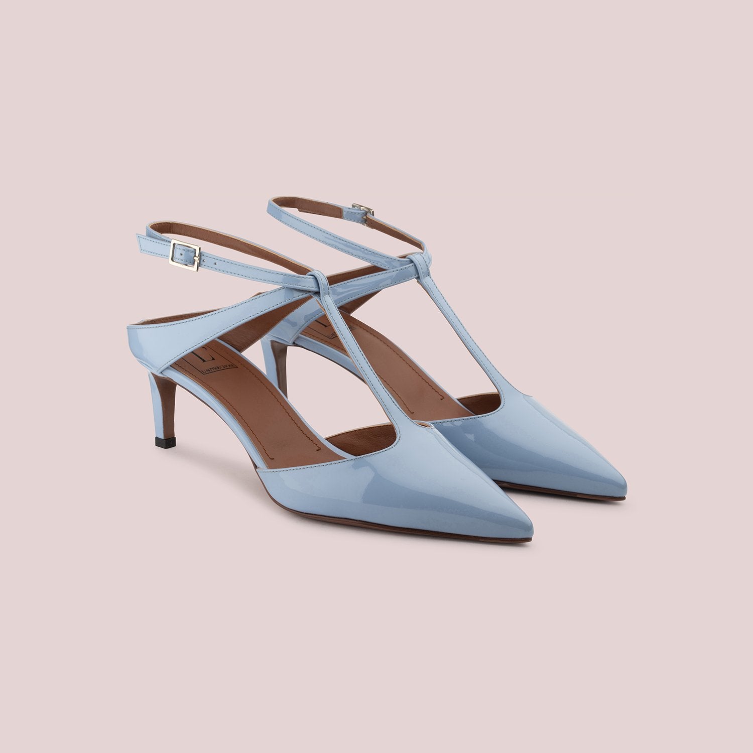 T-Bar Court Shoes In Sky Blue Patent Leather Heels LDL052.55CP00417093 - 3