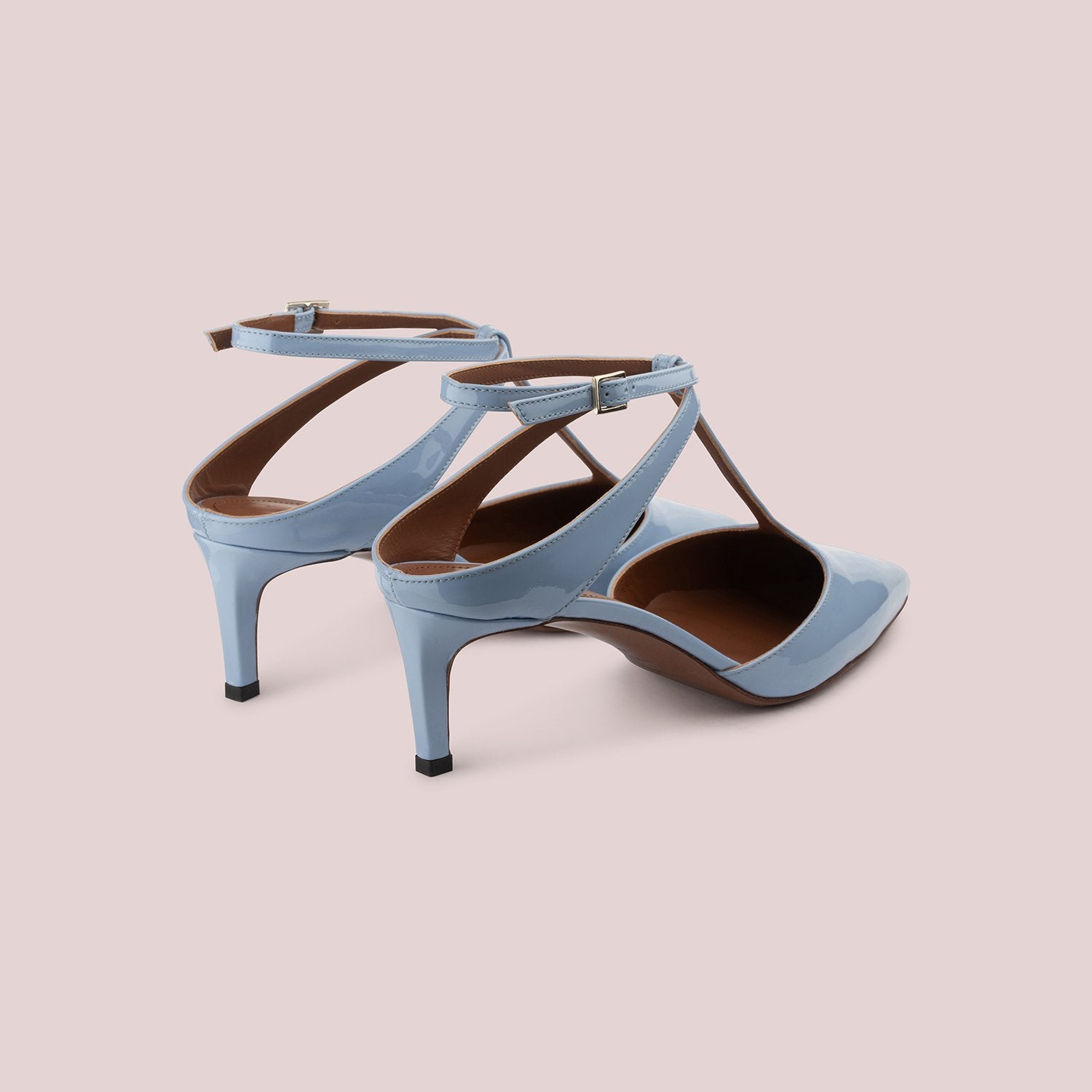 T-Bar Court Shoes In Sky Blue Patent Leather Heels LDL052.55CP00417093 - 4