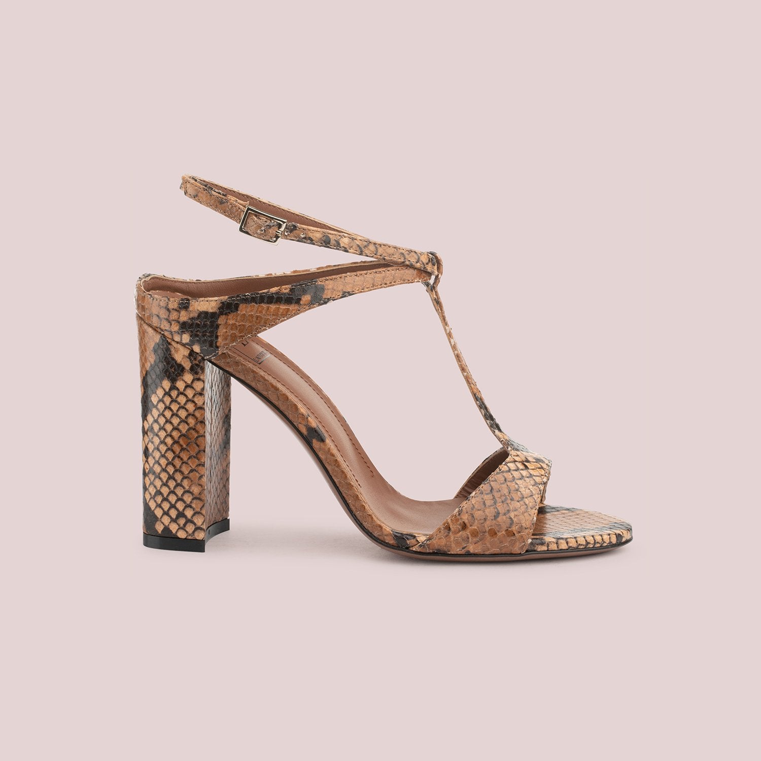 Open Toe Sandals In Cigar Python Print Leather LDL054.95CP29112106 - 4