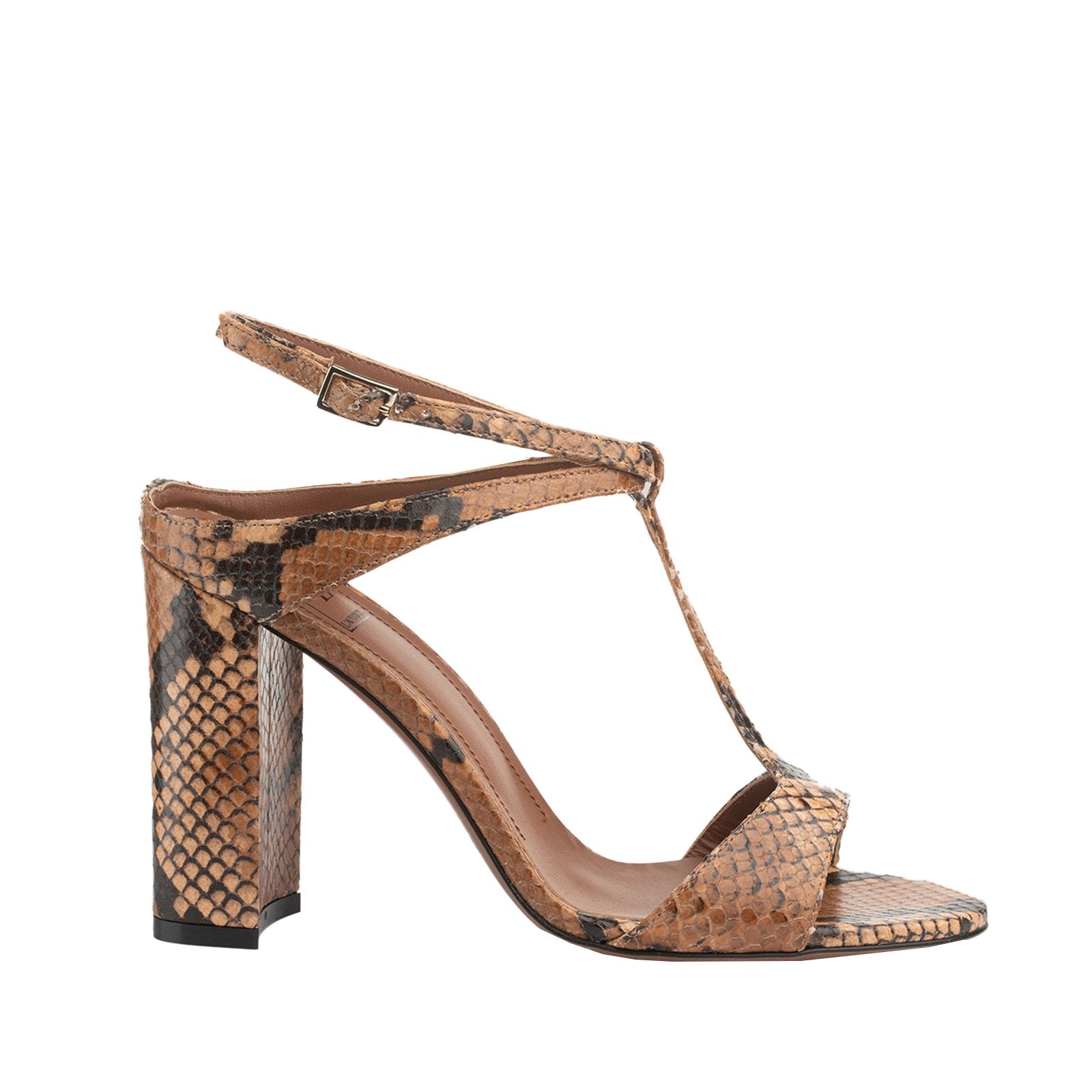 Open Toe Sandals In Cigar Python Print Leather LDL054.95CP29112106 - 1