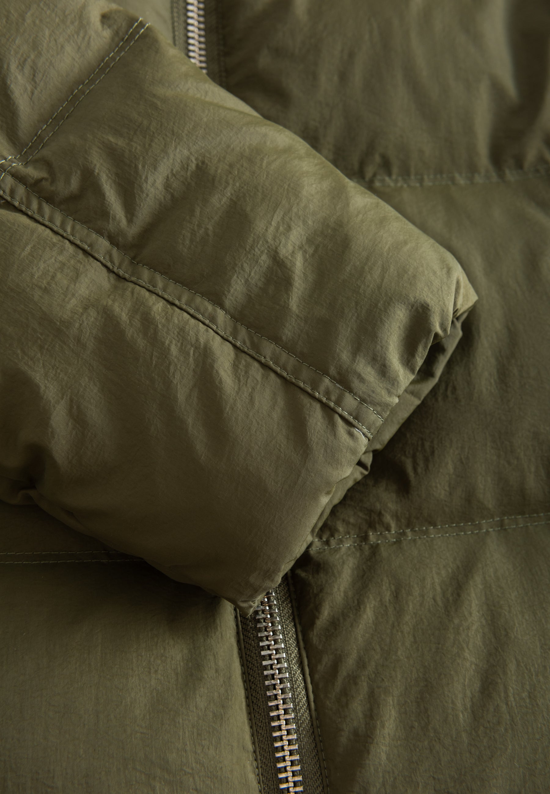 LÄST Long Hooded Puffer Jacket - Olive/Orange Jackets Olive/Orange