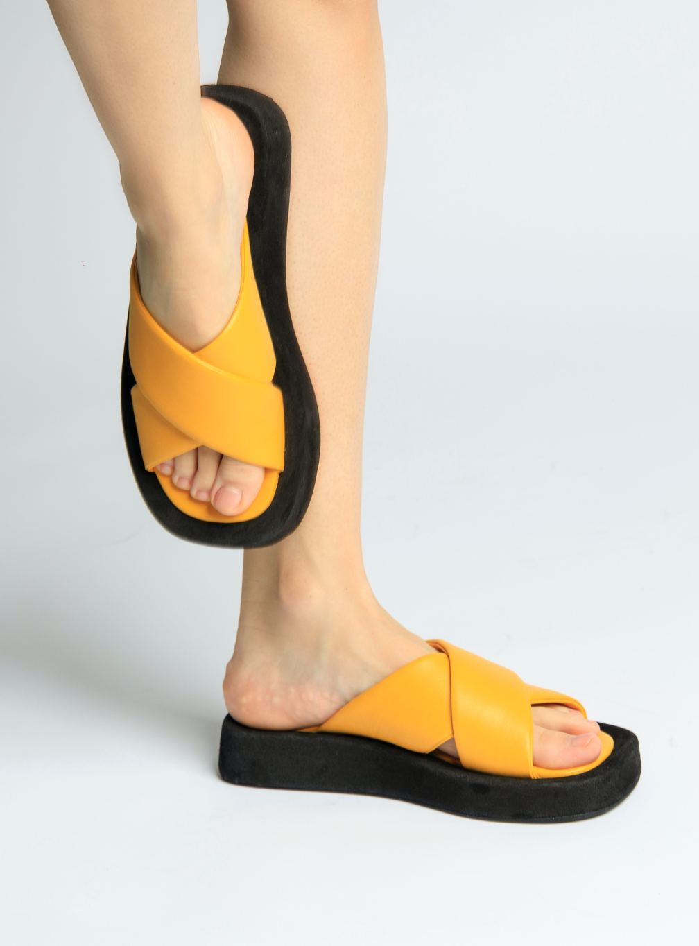 Luna Sun Yellow Leather Flat Sandals LUNA5056 - 3