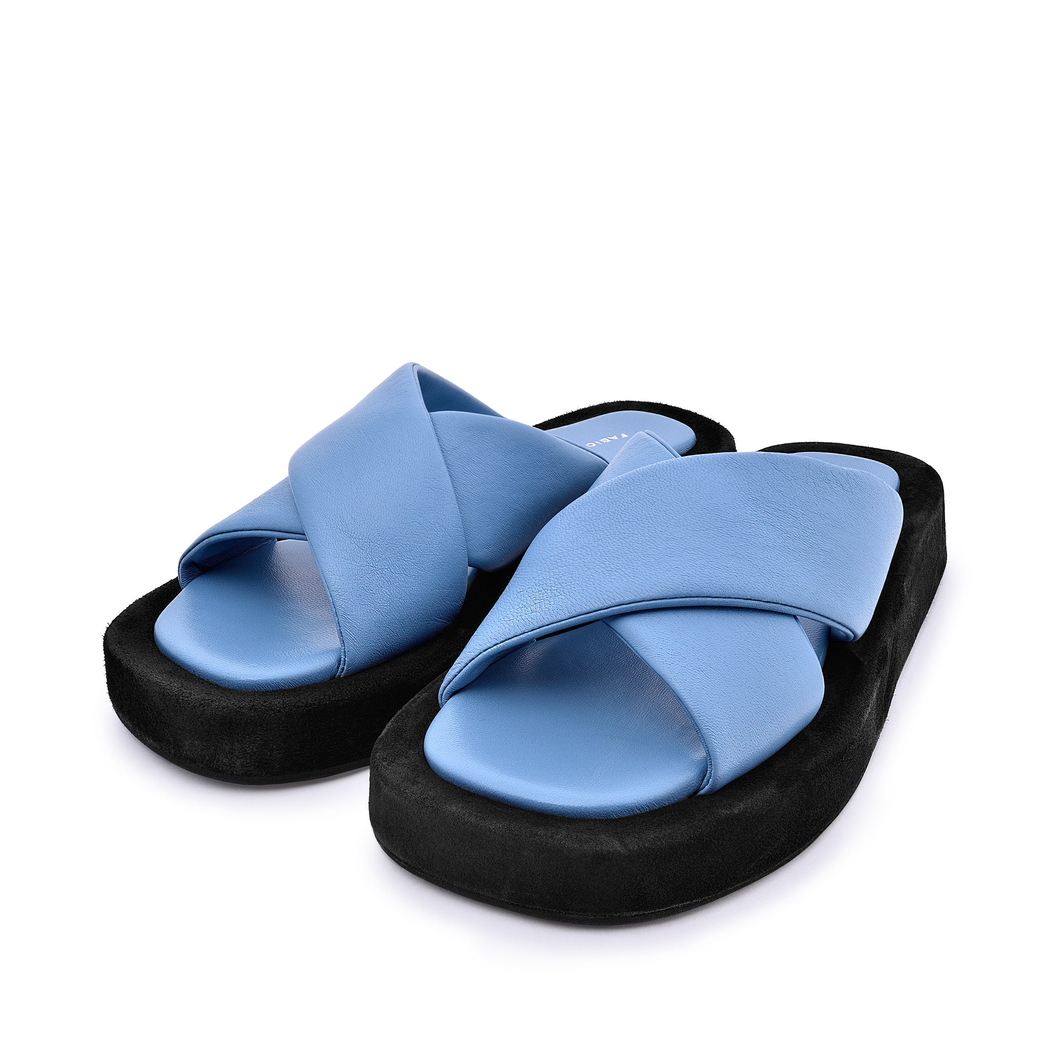 Luna Sky Blue Leather Flat Sandals LUNA5043 - 7