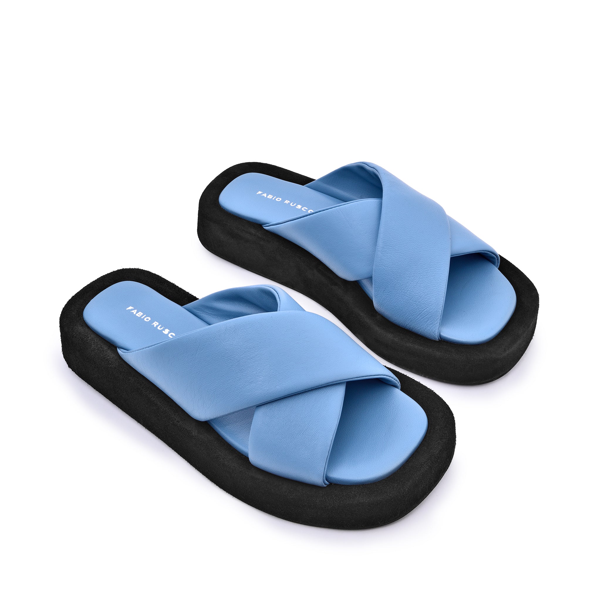 Luna Sky Blue Leather Flat Sandals LUNA5043 - 4
