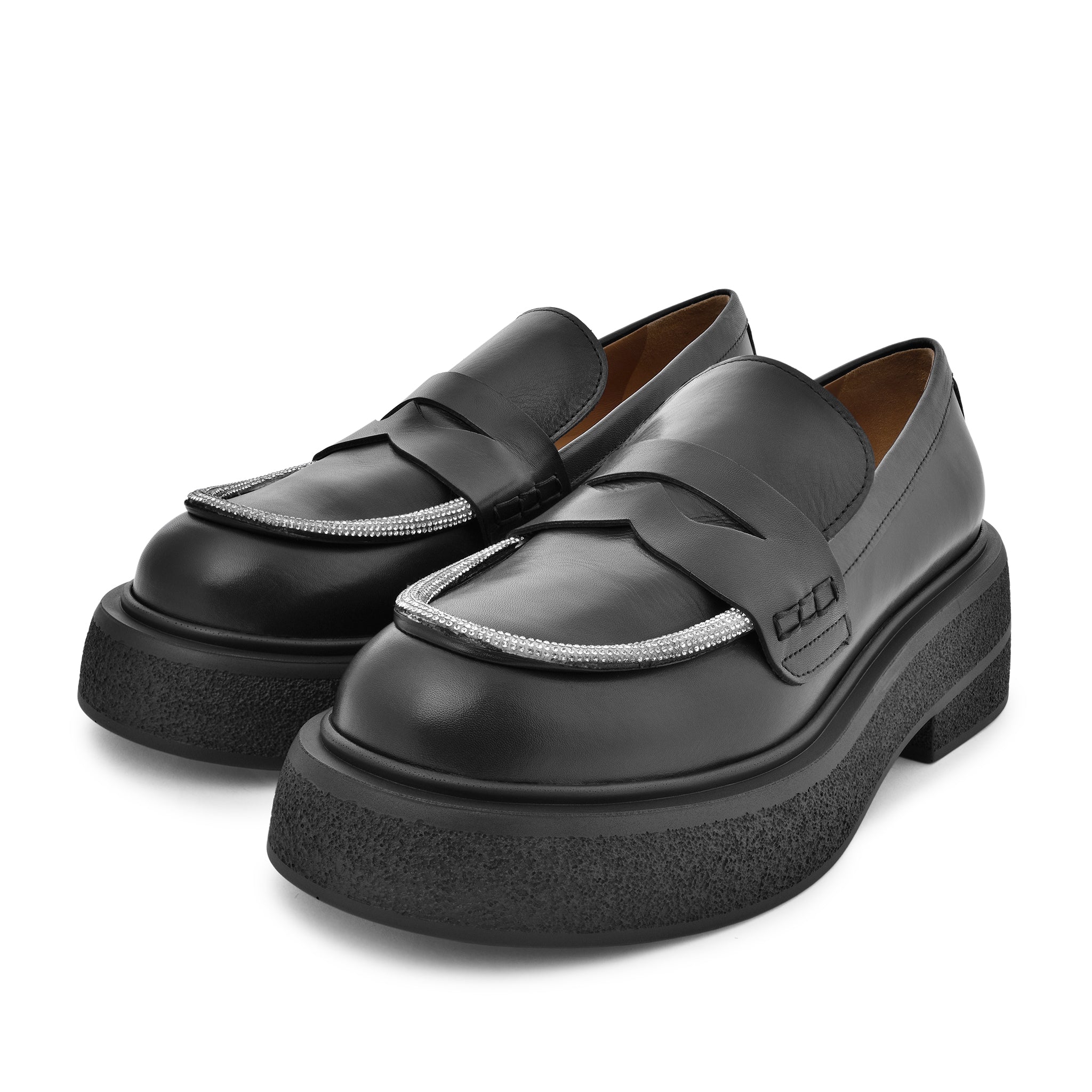 Tomi Strass Black Leather Chunky Loafers F208_BLACK - 6