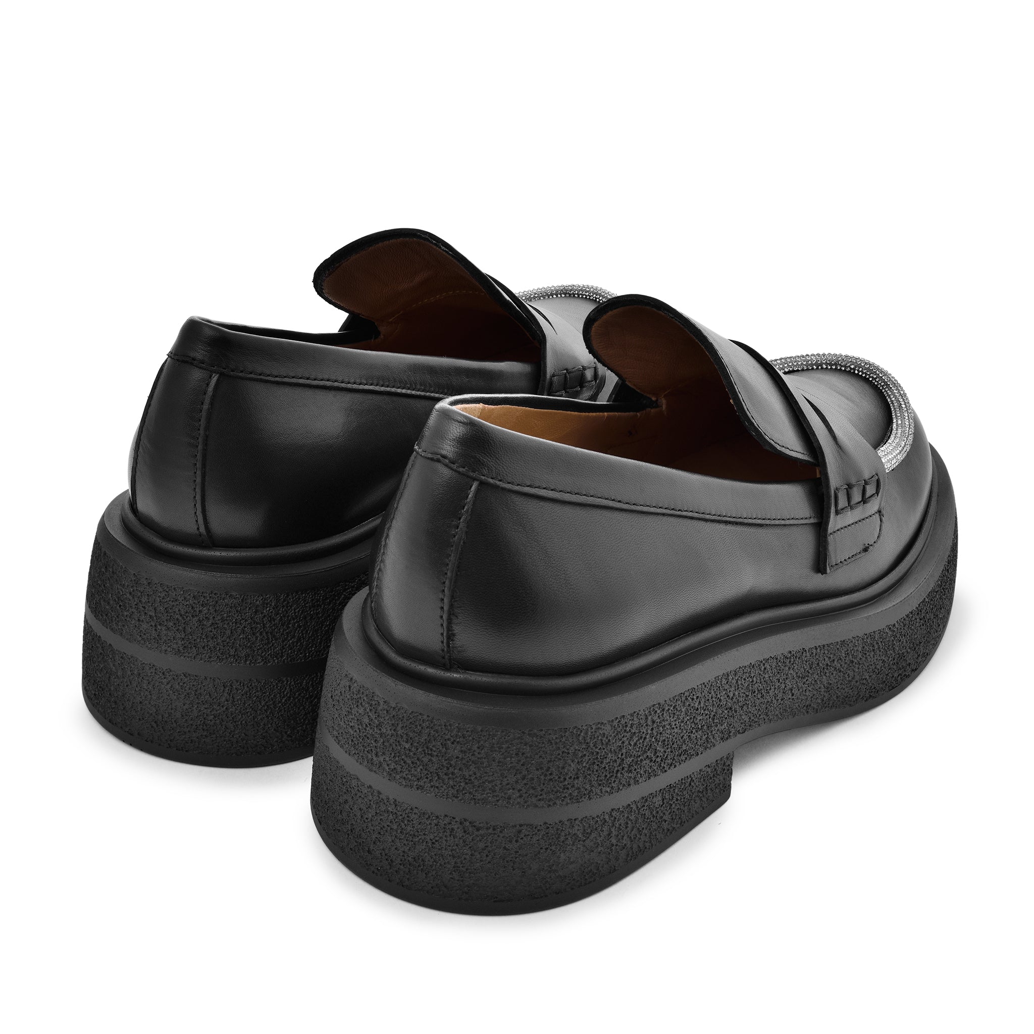 Tomi Strass Black Leather Chunky Loafers F208_BLACK - 7