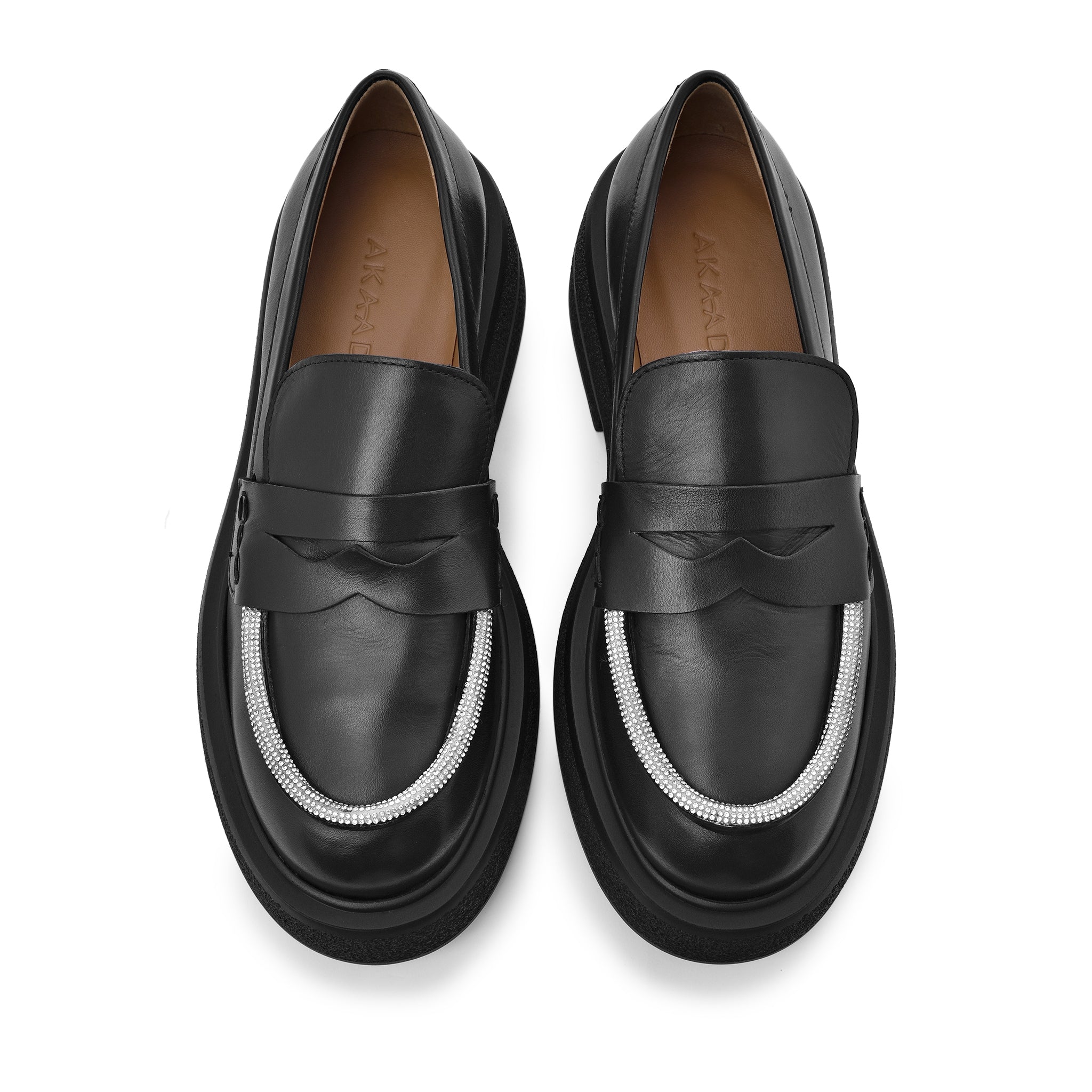 Tomi Strass Black Leather Chunky Loafers F208_BLACK - 4