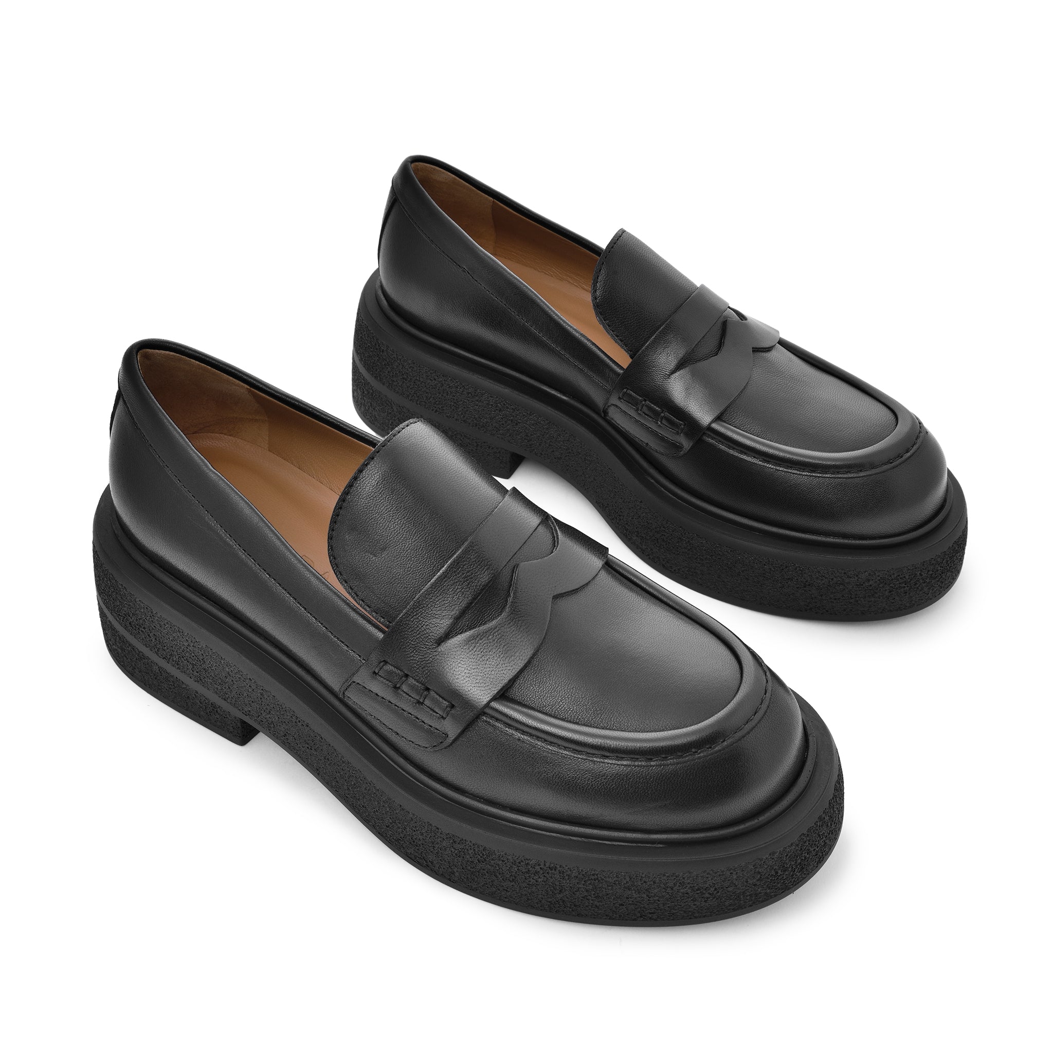 Mikka Black Leather Chunky Loafers D1304Black_BIS - 4