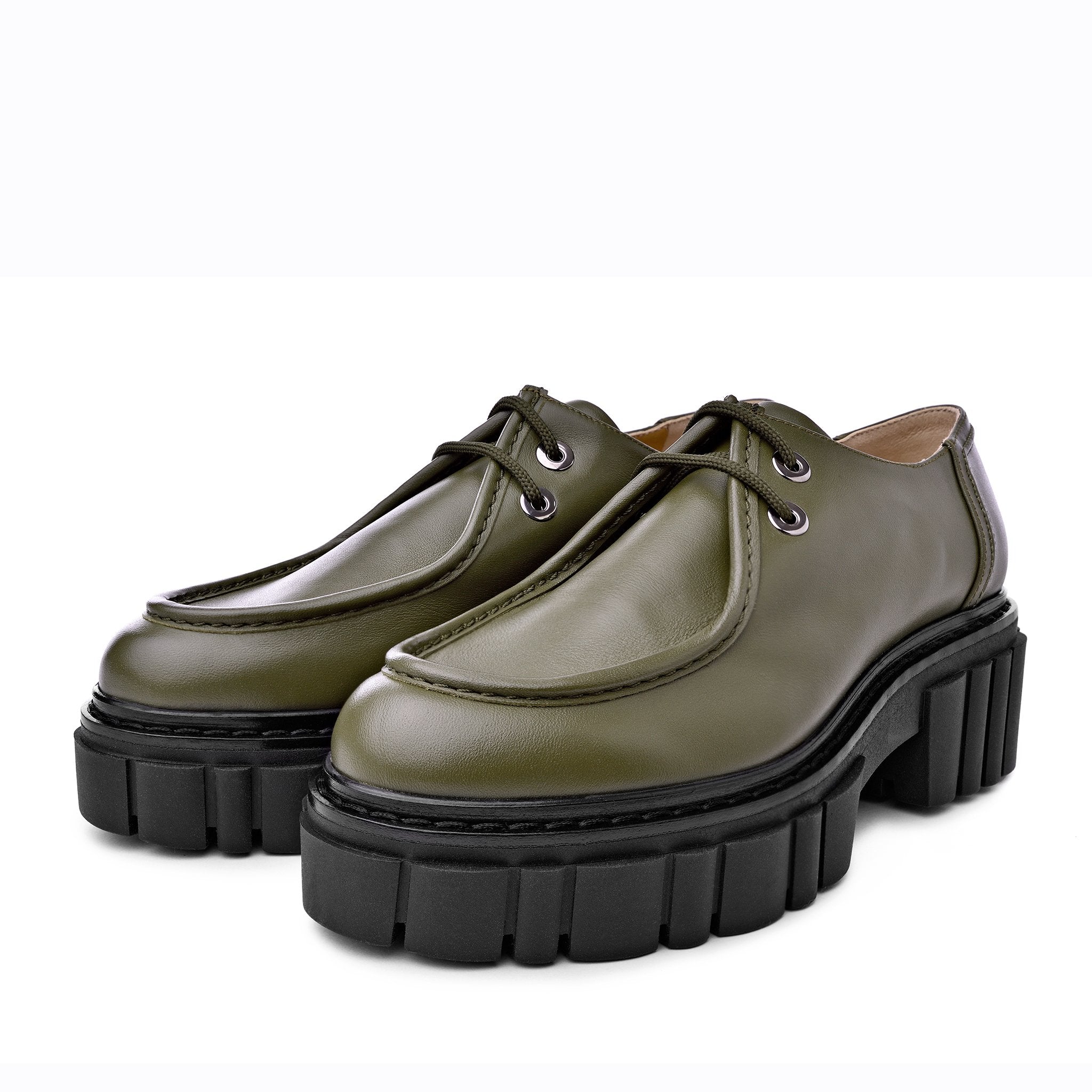 Taka Olive Lace-up Chunky Loafers 2202-02 - 09