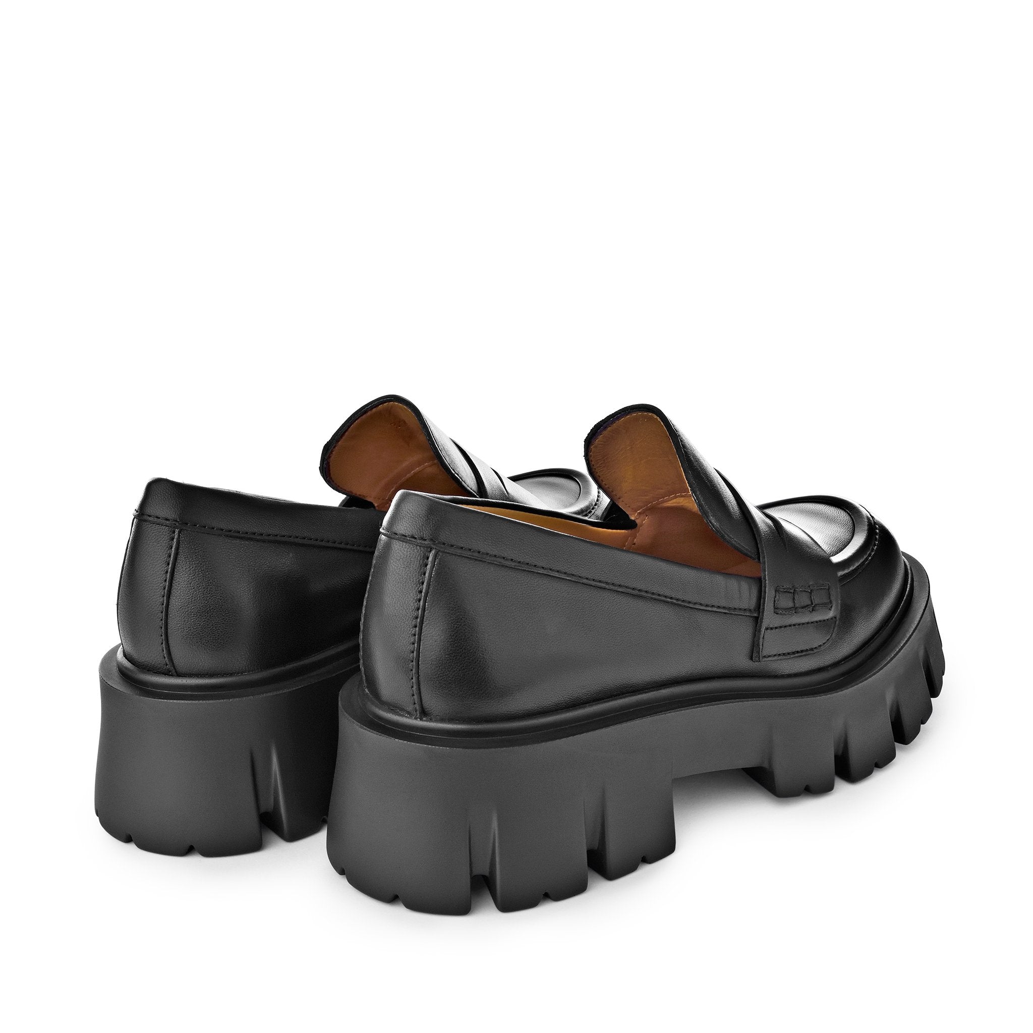 Mikki Black Leather Chunky Loafers D1304Black - 9
