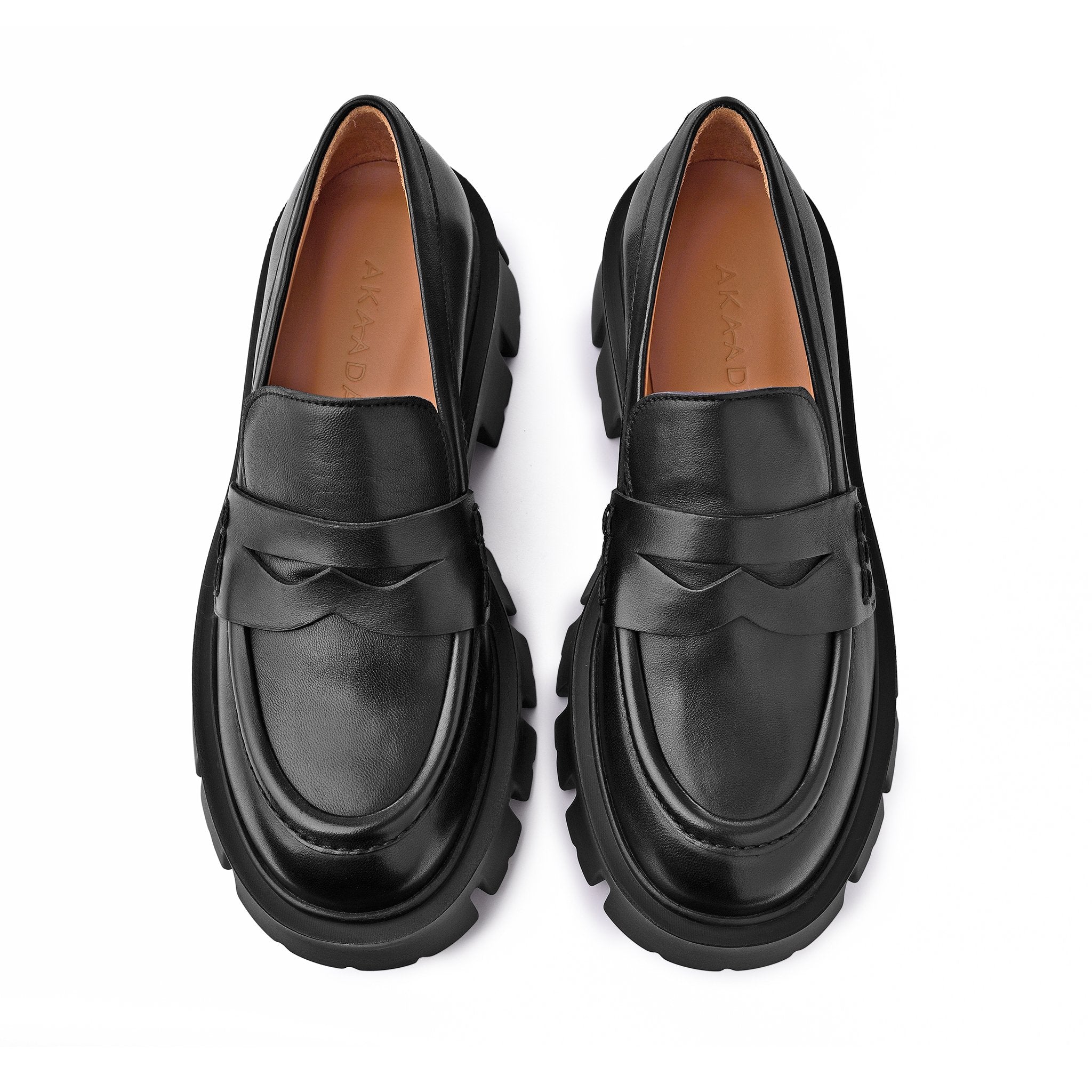 Mikki Black Leather Chunky Loafers D1304Black - 8