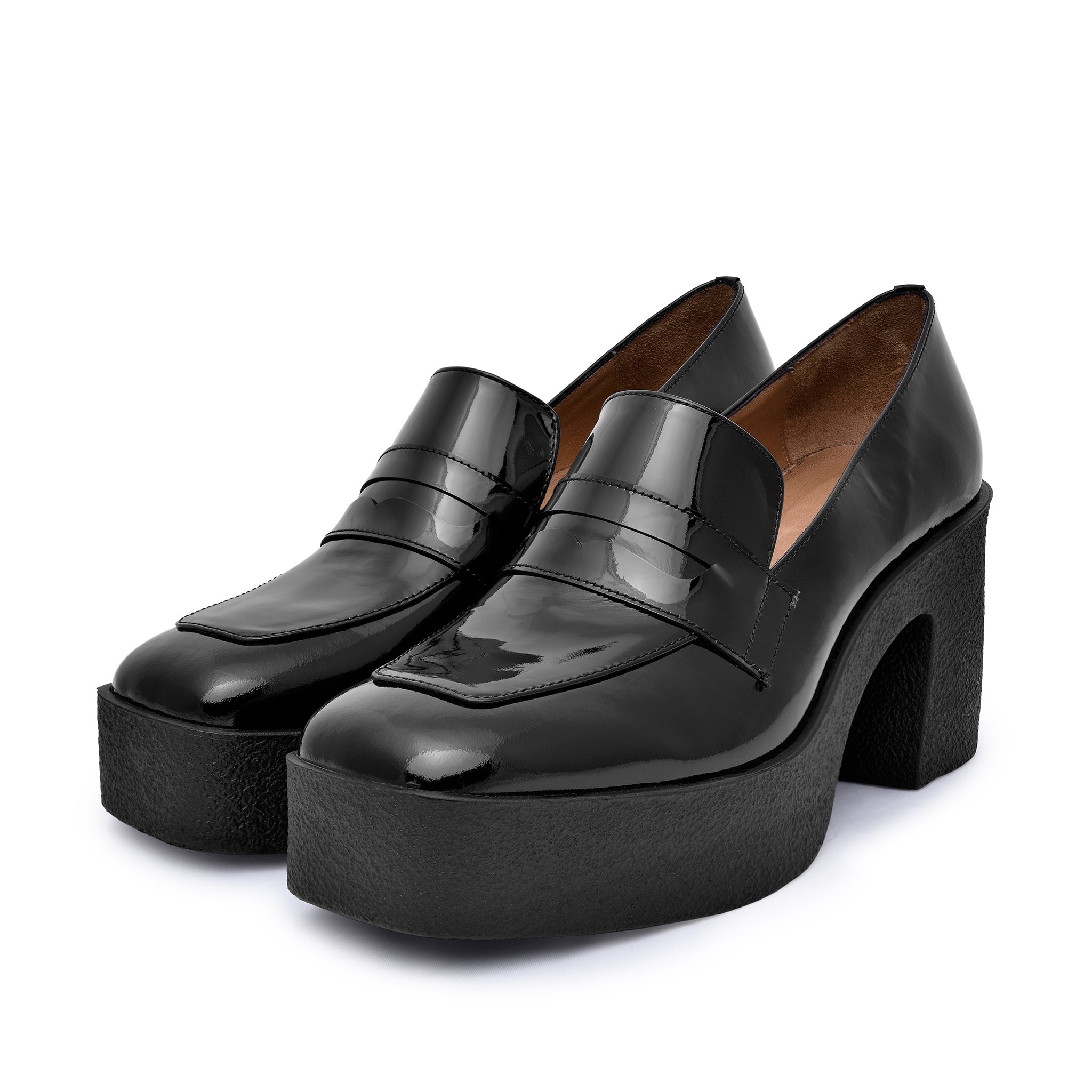 Yoko Black Patent Leather Chunky Loafers 21031-01-02 - 5