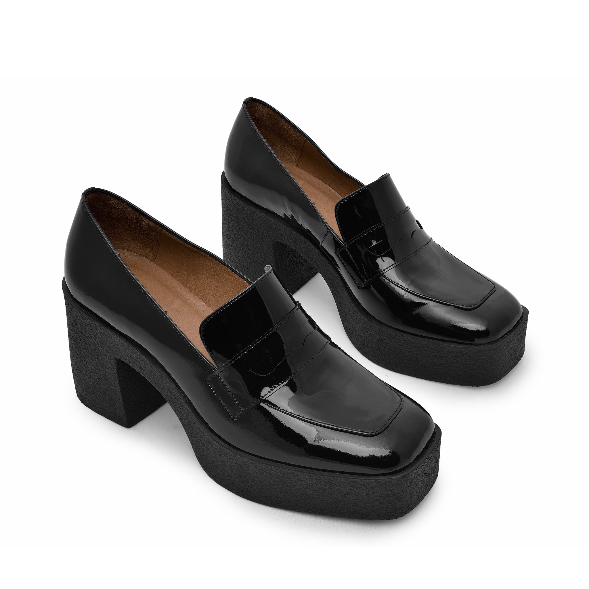 Yoko Black Patent Leather Chunky Loafers 21031-01-02 - 3