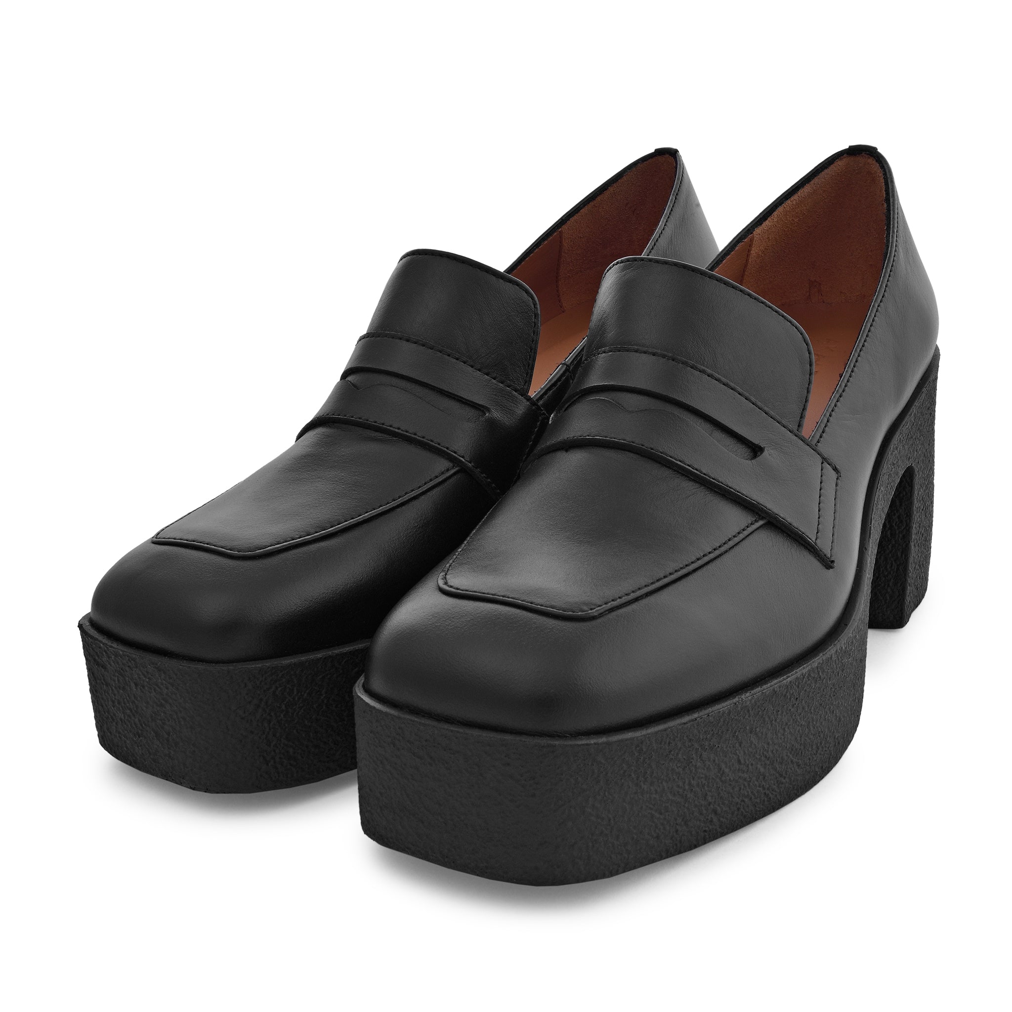 Yoko Black Nappa Leather Chunky Loafers 21031-01-12-6