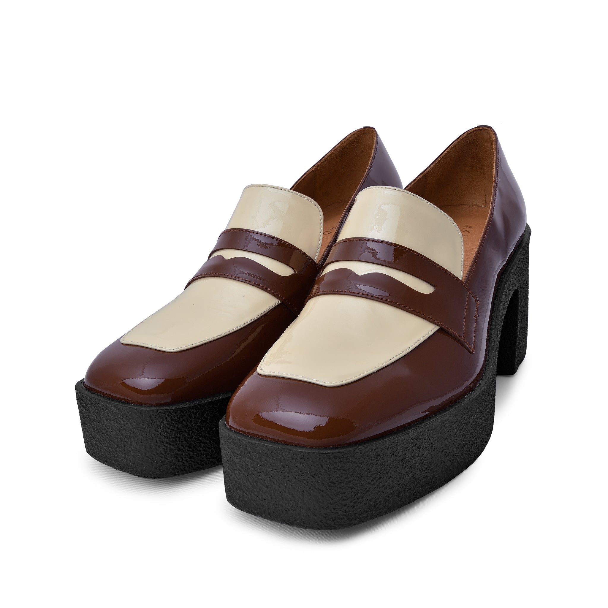 Yoko Caramel Cream Patent Leather Chunky Loafers 21031-01-05 - 7