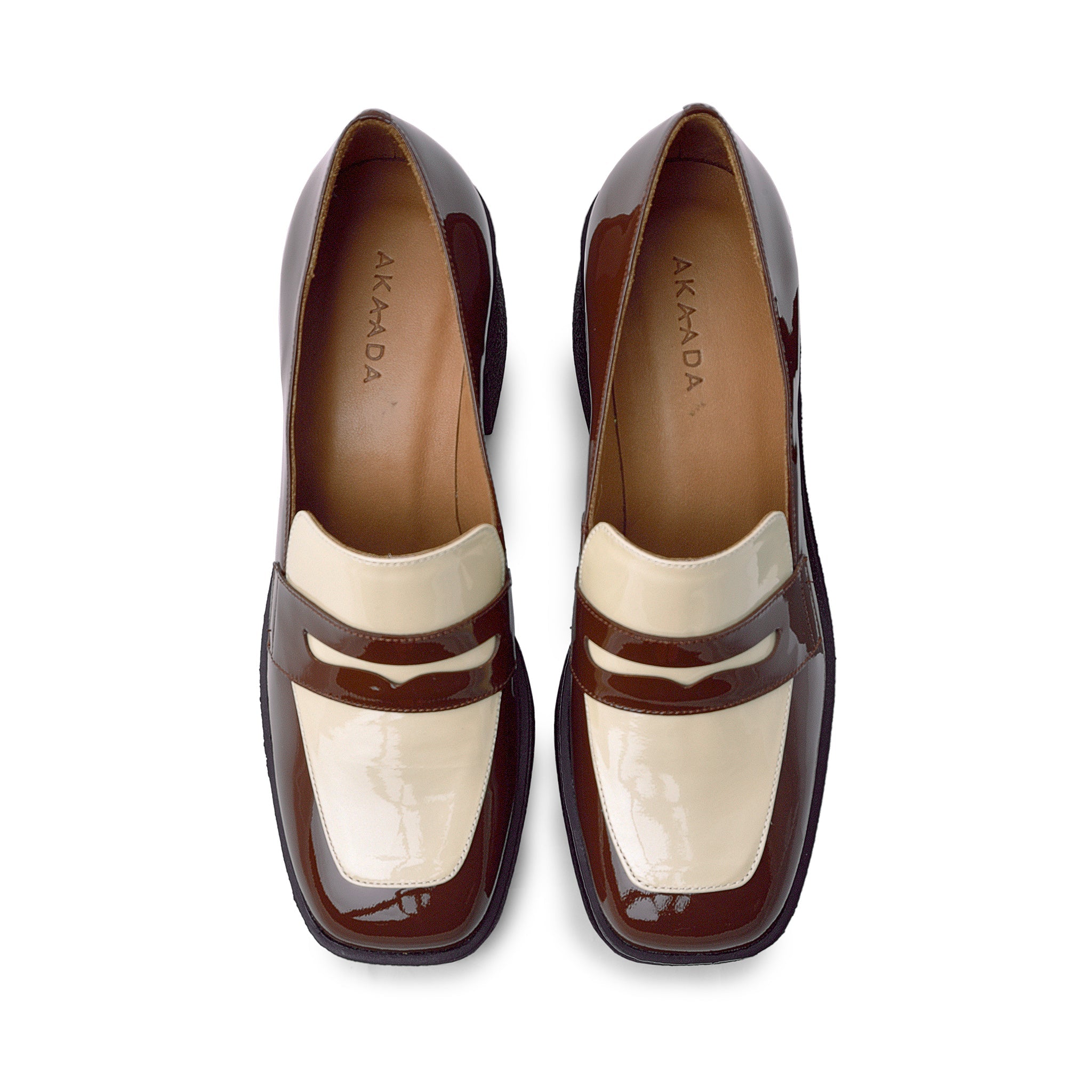 Yoko Caramel Cream Patent Leather Chunky Loafers 21031-01-05 - 5
