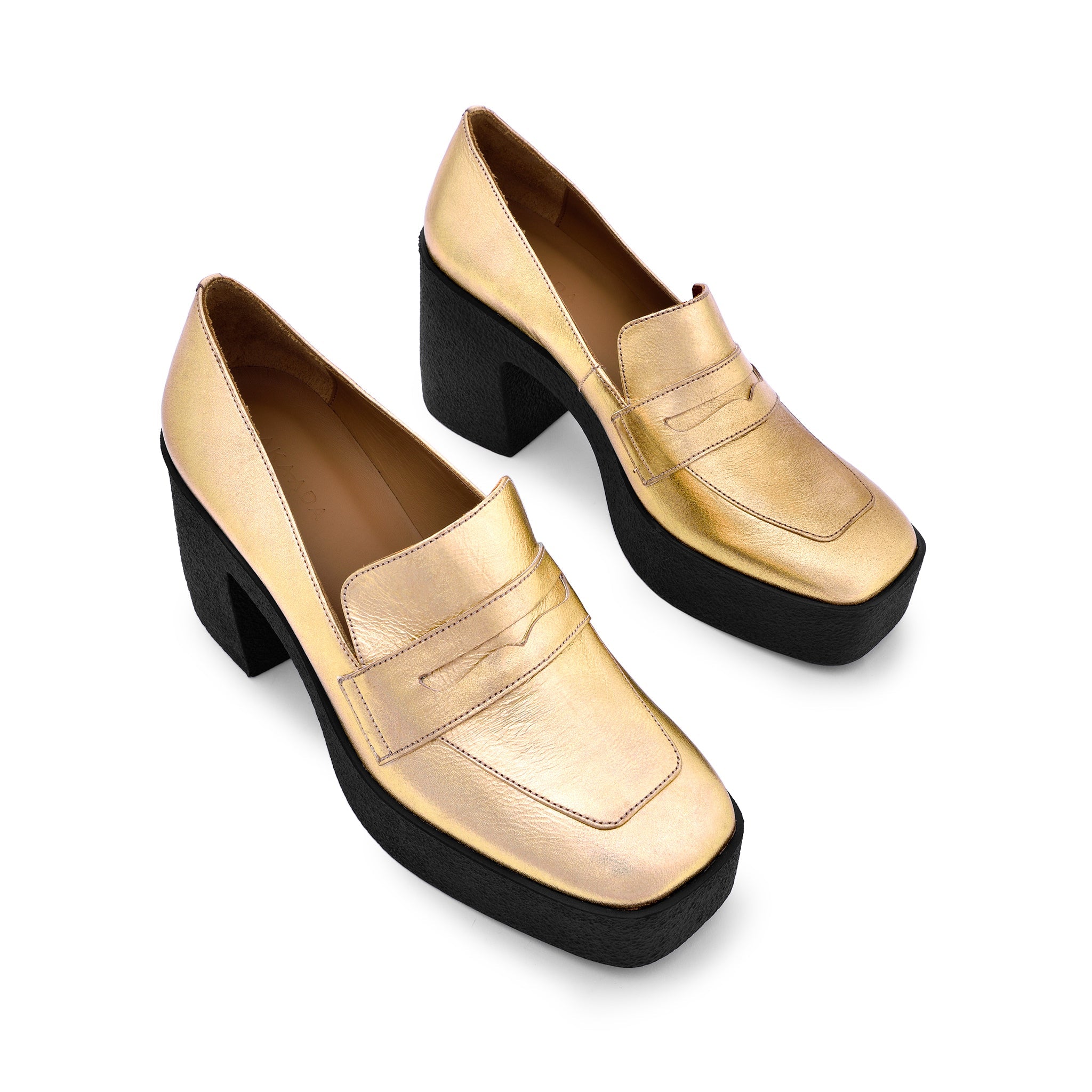 Yoko Gold Patent Leather Chunky Loafers 21031-01-11 - 3