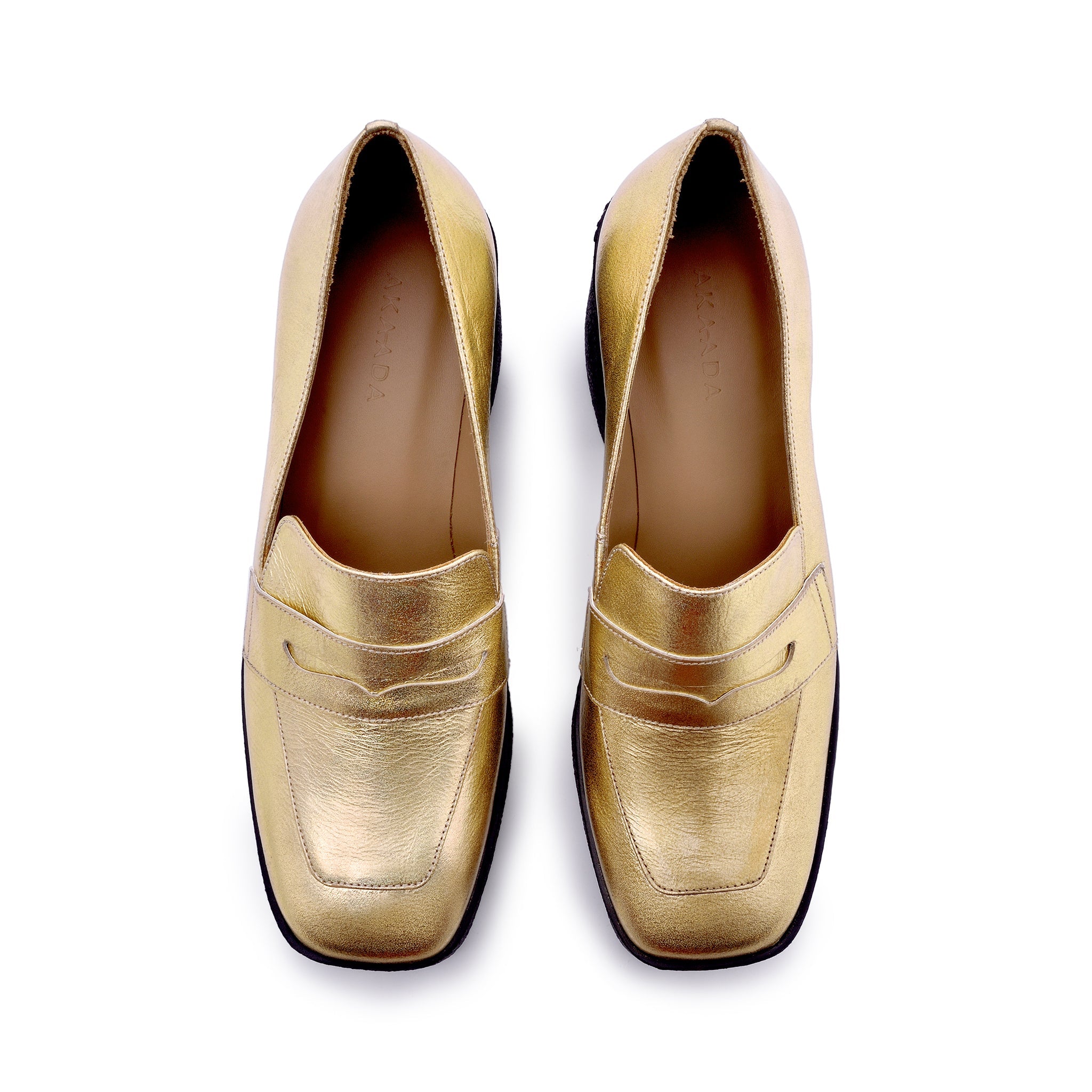 Yoko Gold Patent Leather Chunky Loafers 21031-01-11 - 4