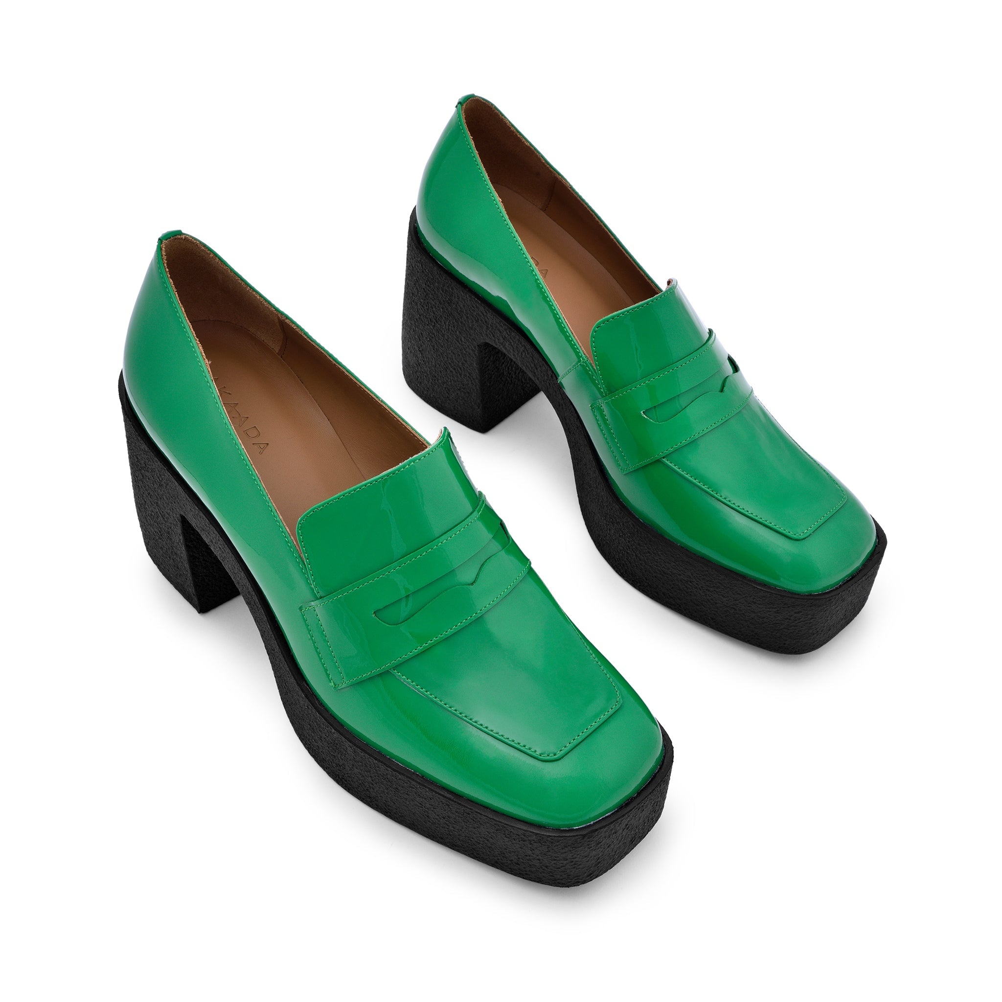 Yoko Forest Green Patent Leather Chunky Loafers 21031-01-08 - 6
