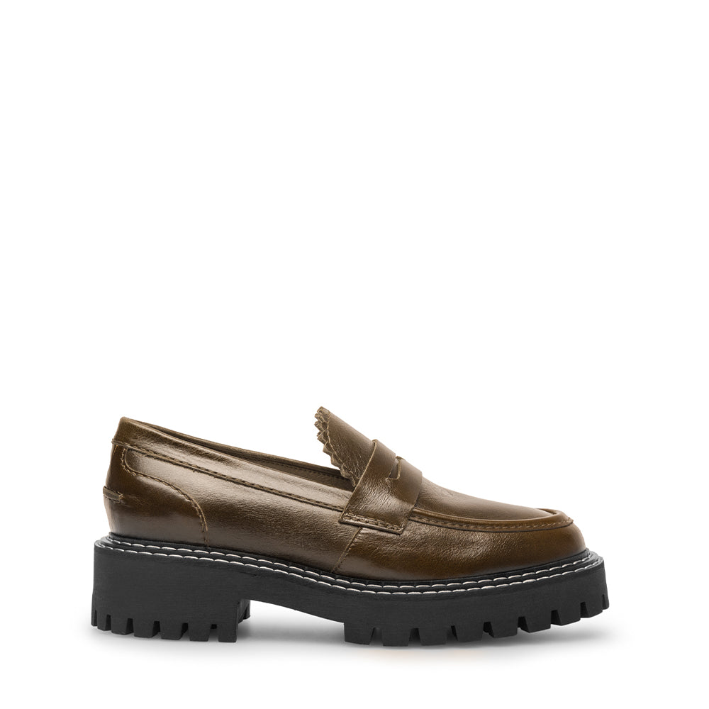 Matter Olive Leather Loafers LAST1682 - 1