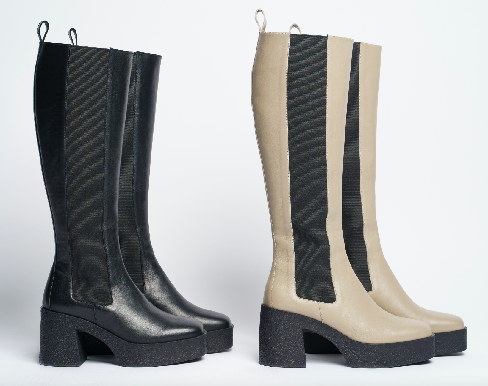 Momoko Taupe Knee-High Leather Chelsea Boots 20077-05-02 -9