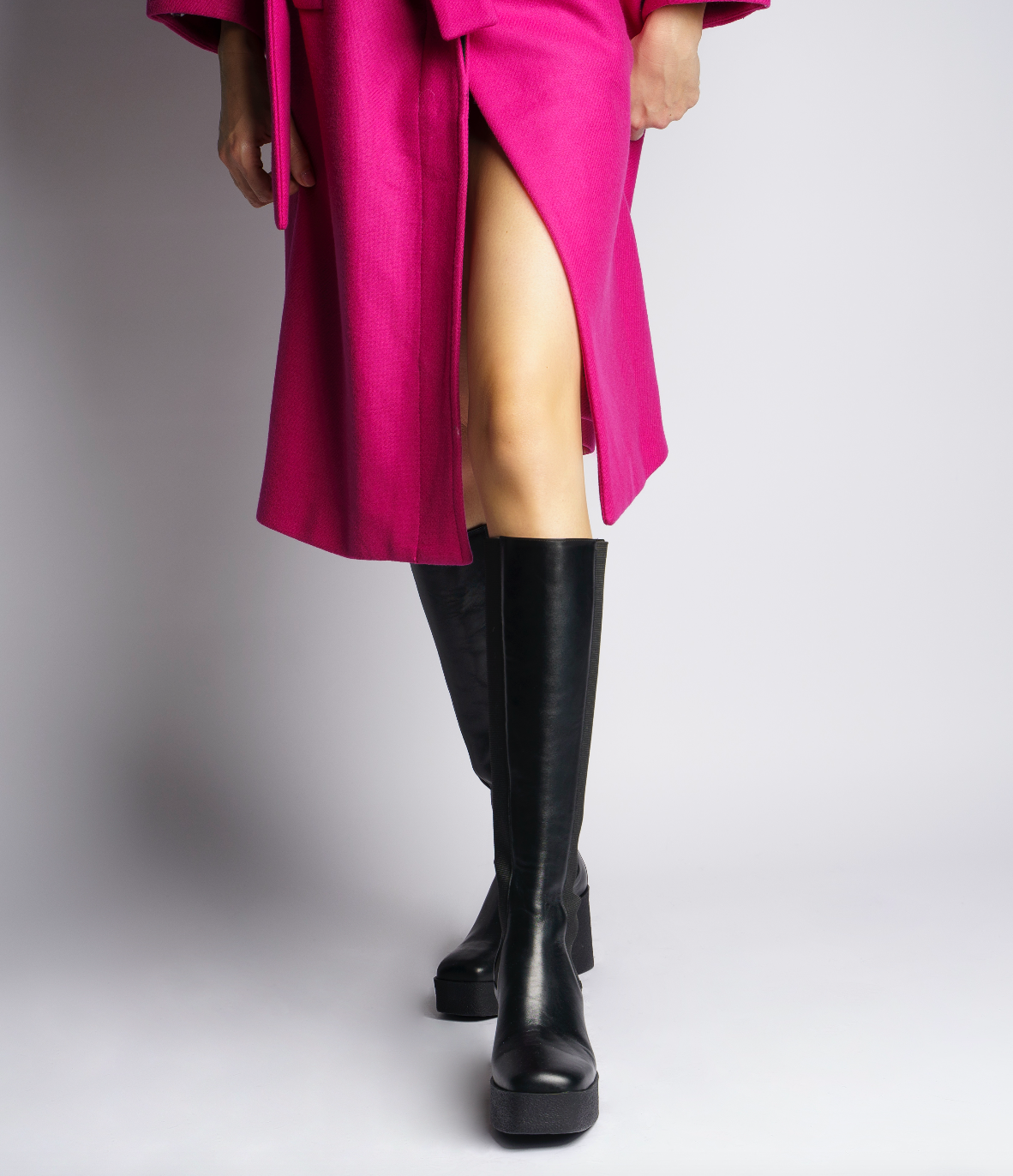Momoko Black Knee-High Leather Chelsea Boots 20077-05-01 - 6