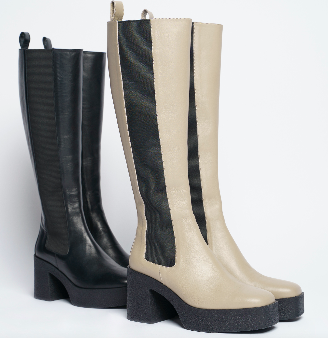 Momoko Taupe Knee-High Leather Chelsea Boots 20077-05-02 -8