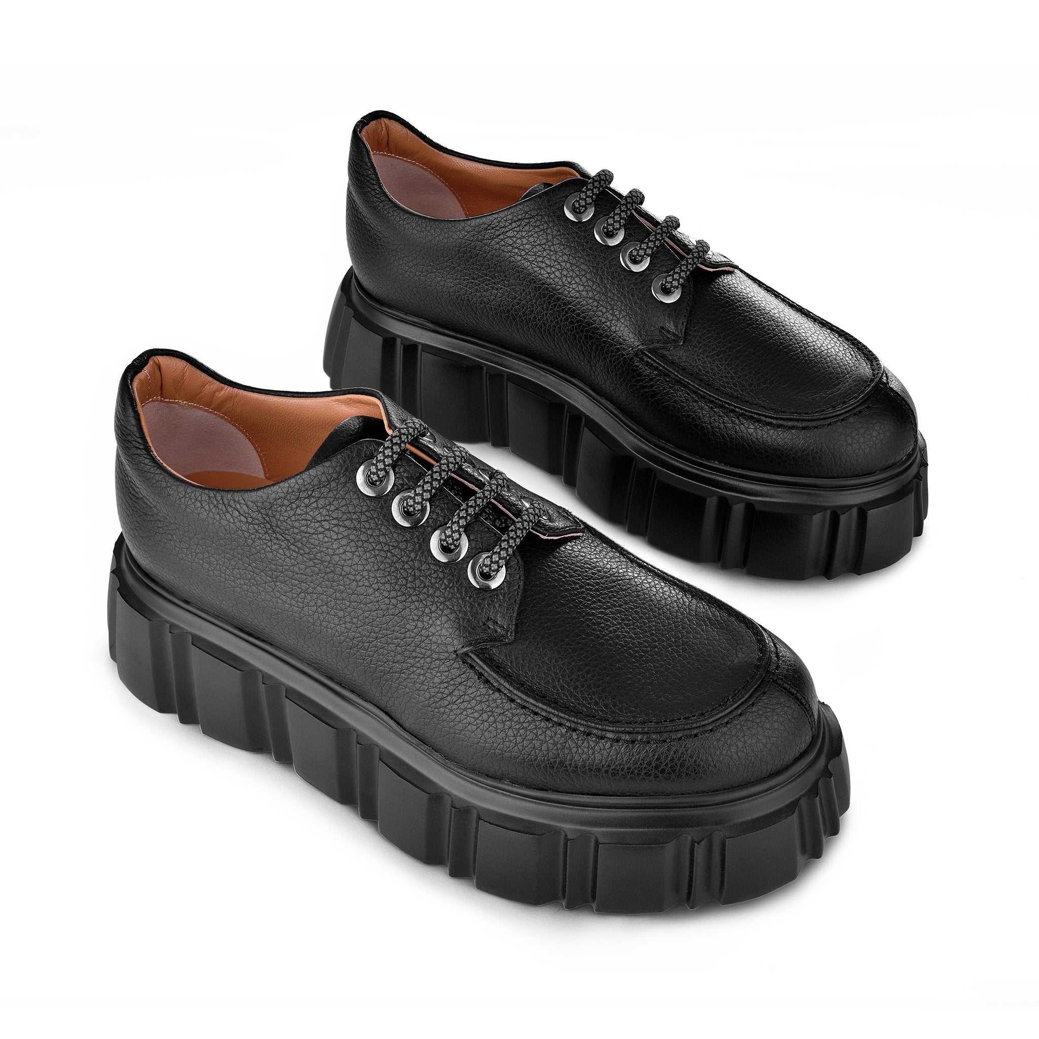 Jun Black Lace-Up Loafers 2210-01 - 02