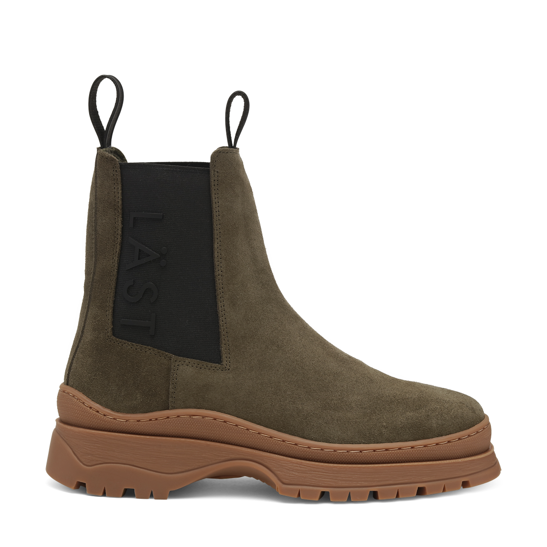 Powder Chelsea Suede Olive Boots LAST1299 - 1