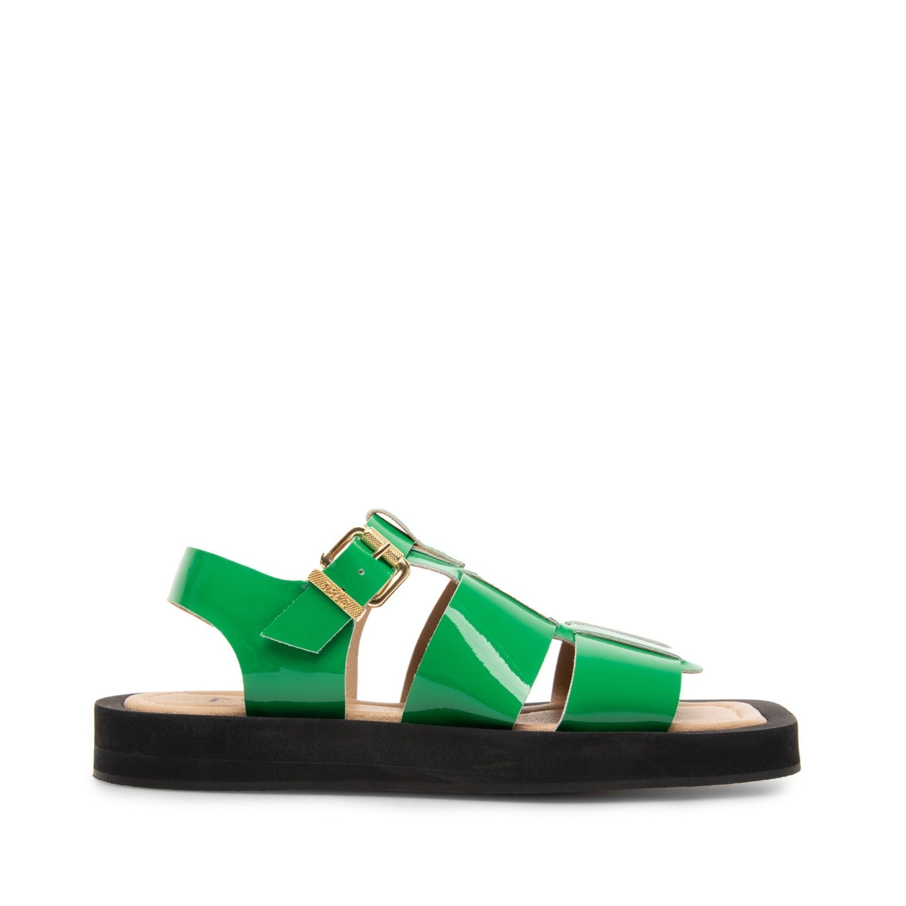 LÄST Samantha - Patent Leather - Green Sandals Green