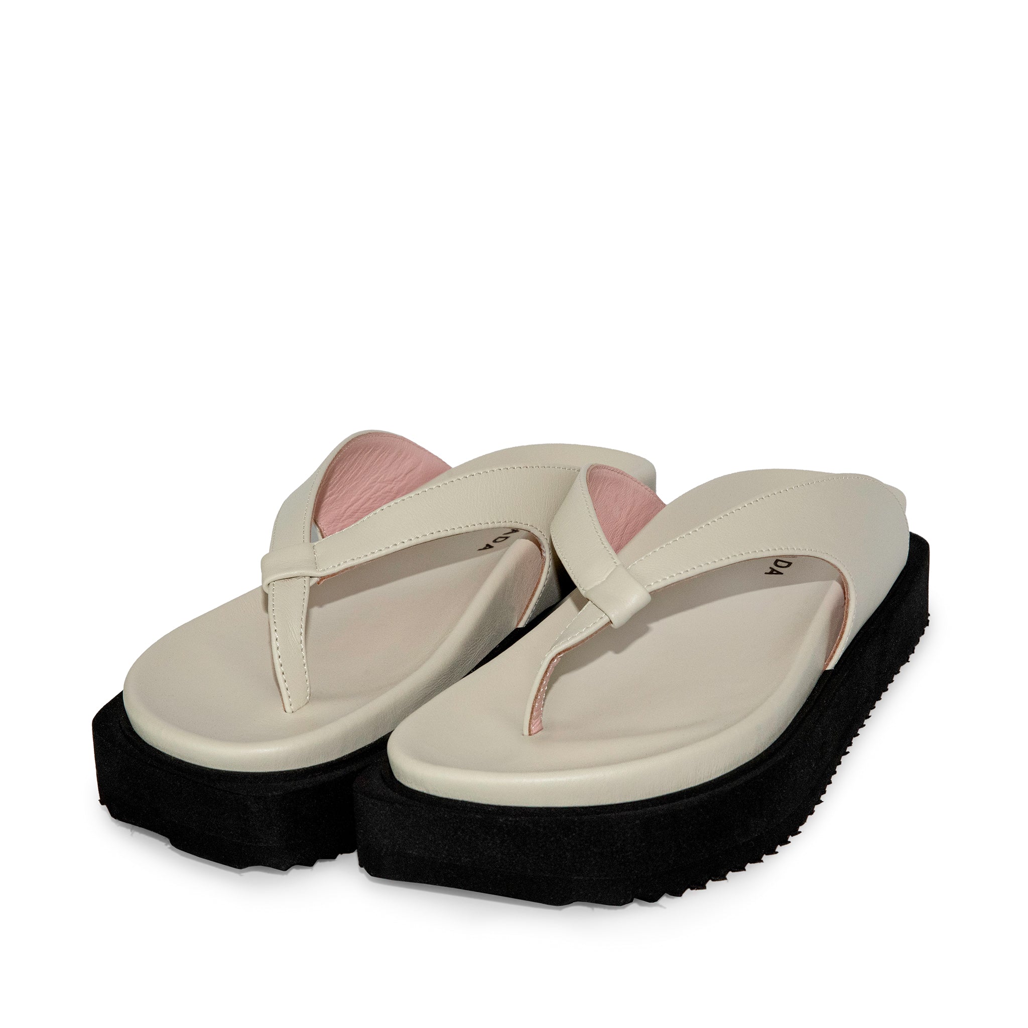 Sora Off White Leather Sandals LES23127-OFFWHITE-2