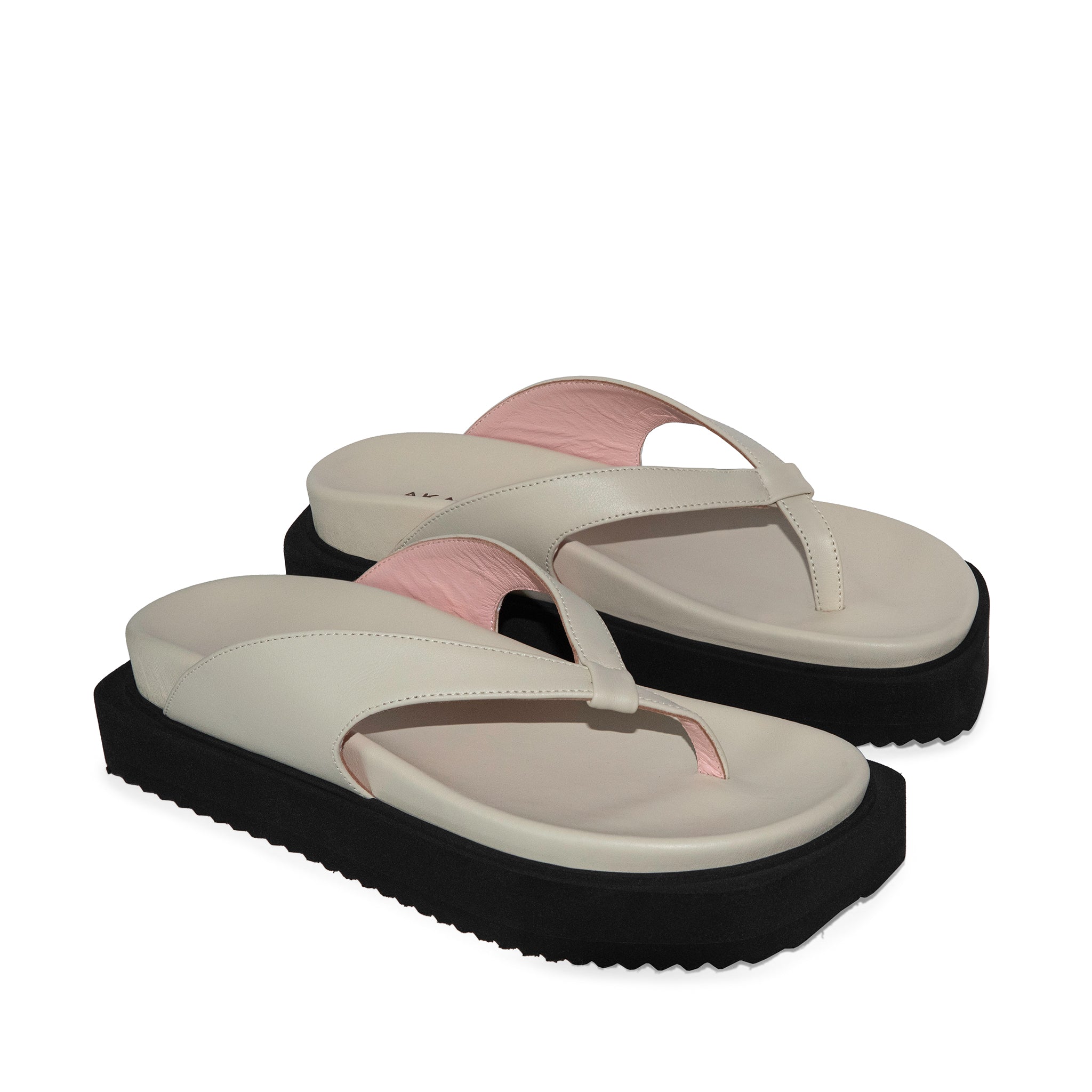 Sora Off White Leather Sandals LES23127-OFFWHITE-4