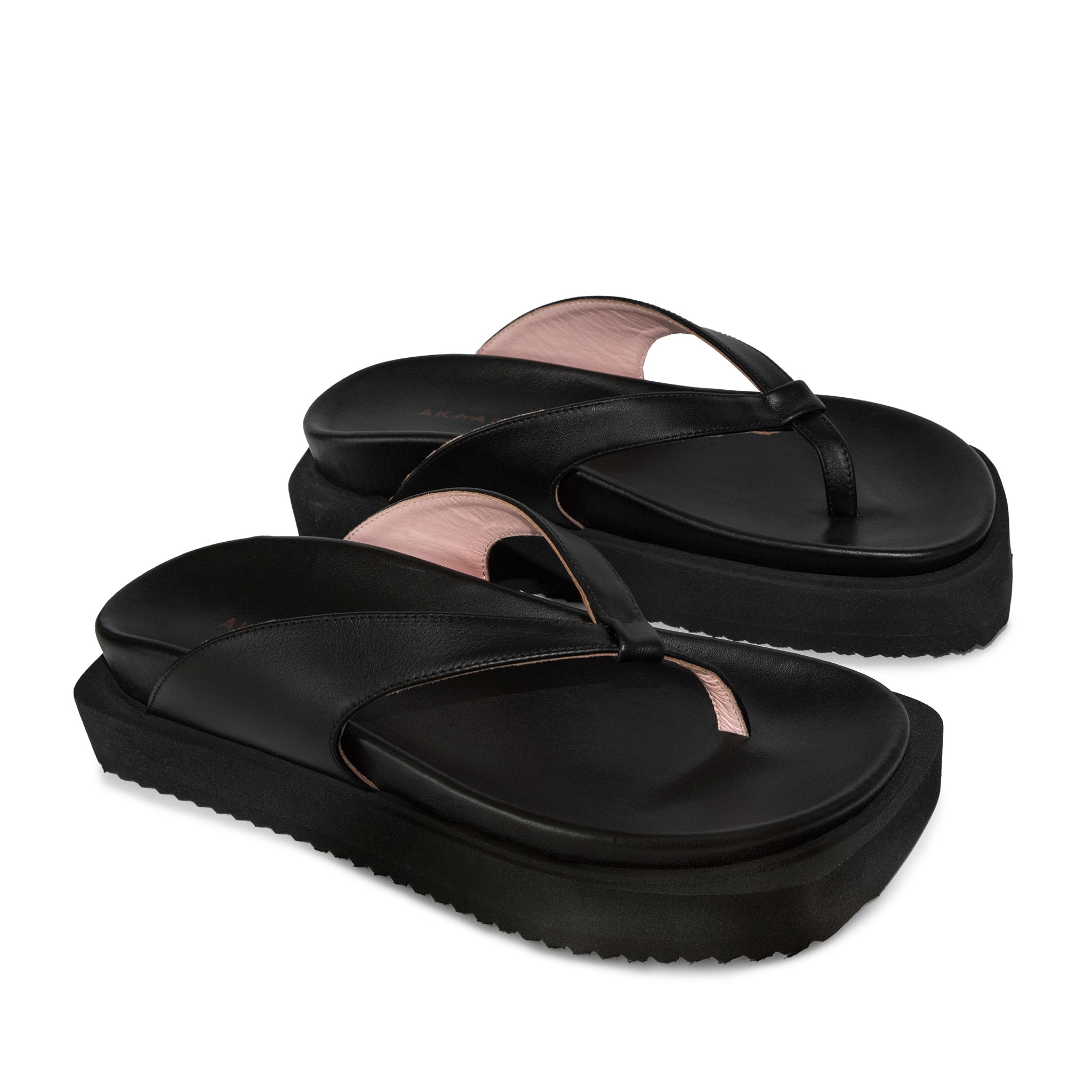 Sora Black Leather Sandals LES23127-BLACK - 2