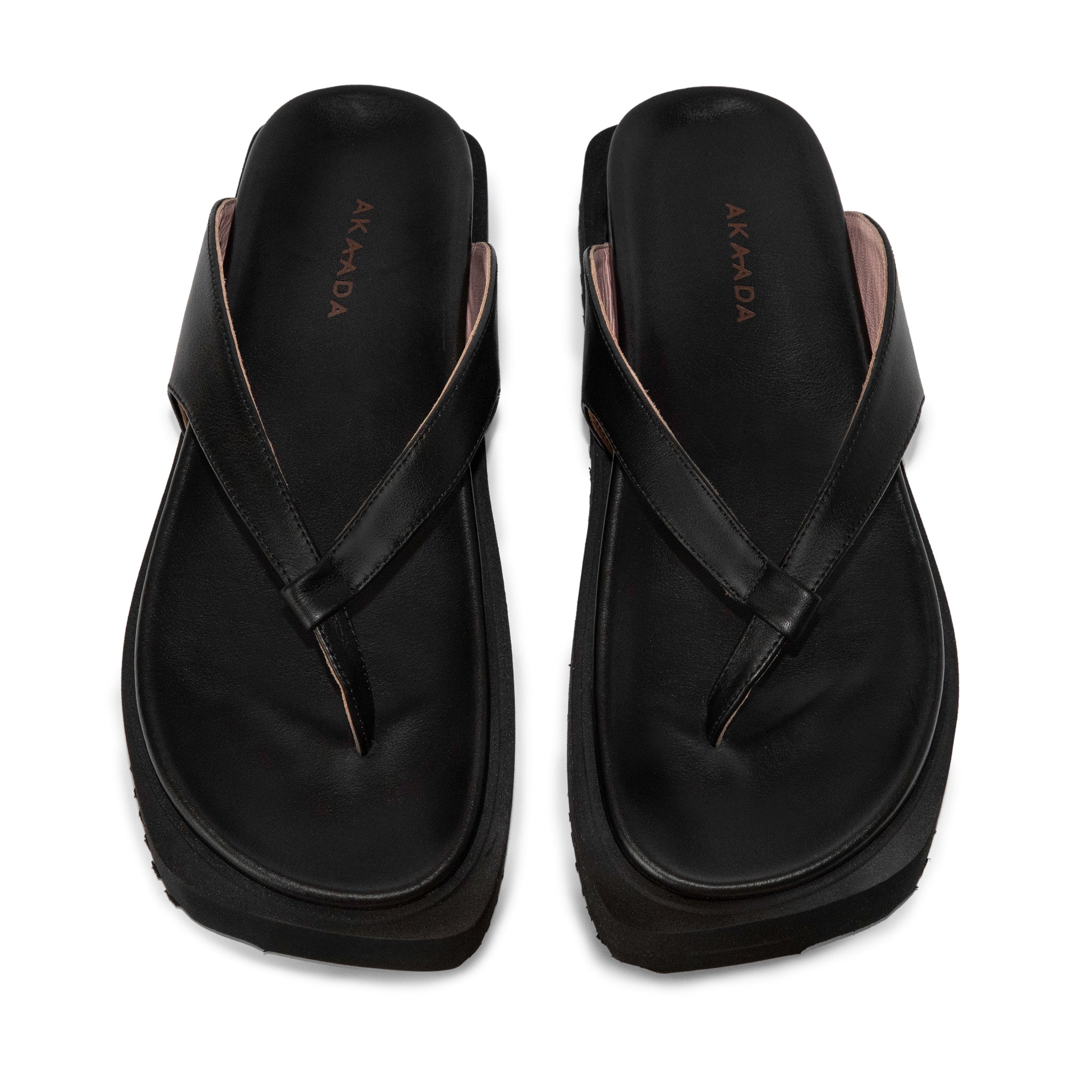 Sora Black Leather Sandals LES23127-BLACK - 4