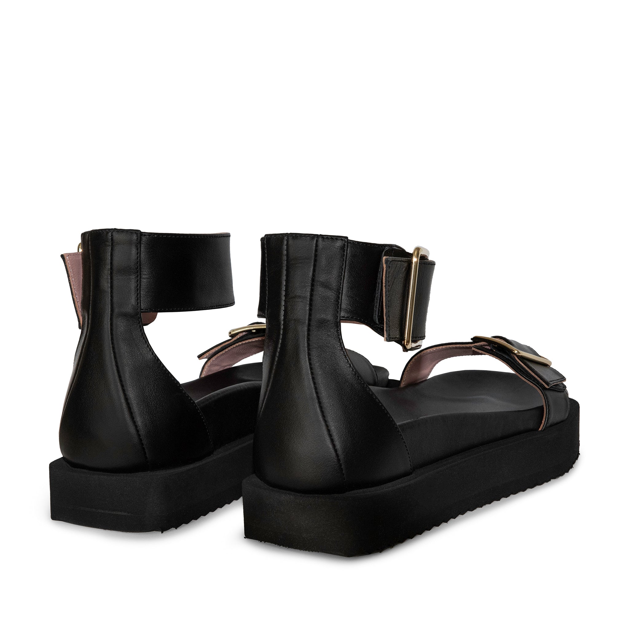 Maru Black Leather Sandals LES7487-BLACK-4